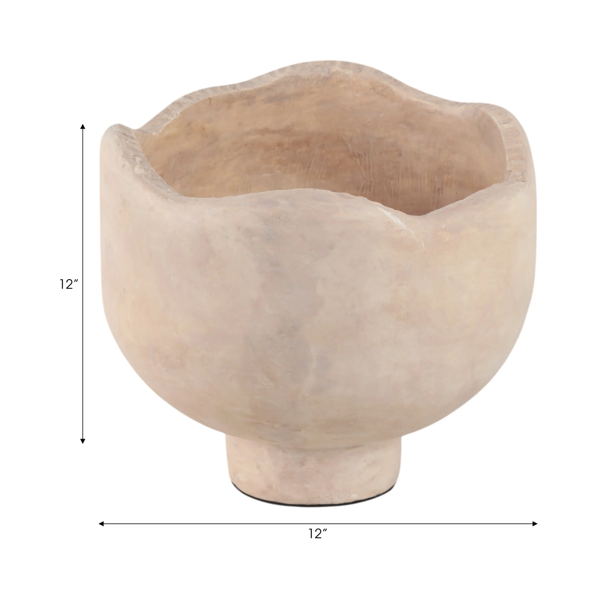 12" Cement Rounded Bowl, Ivory - Image 8