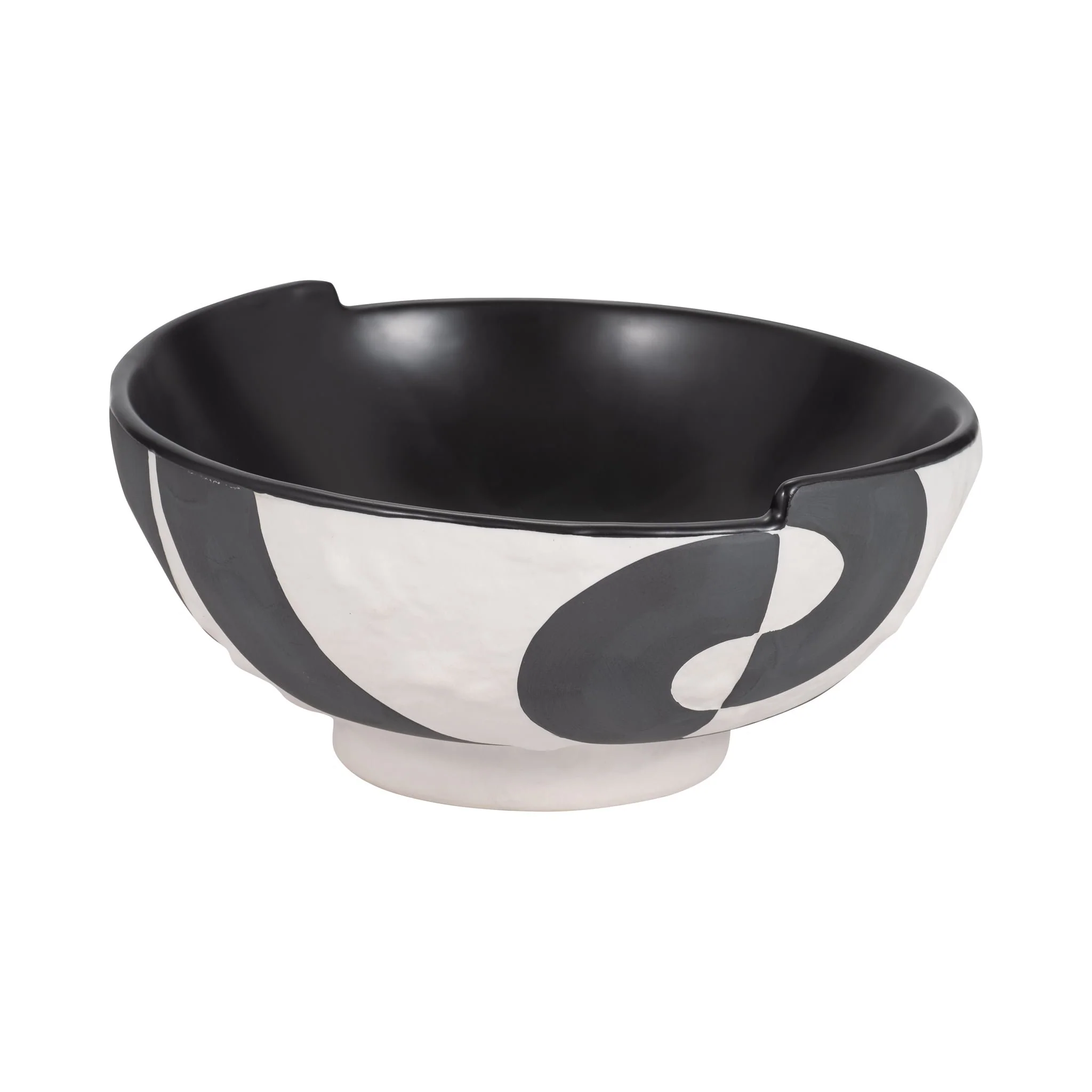 12" Contemporary Deep Bowl, Black/white - Image 3