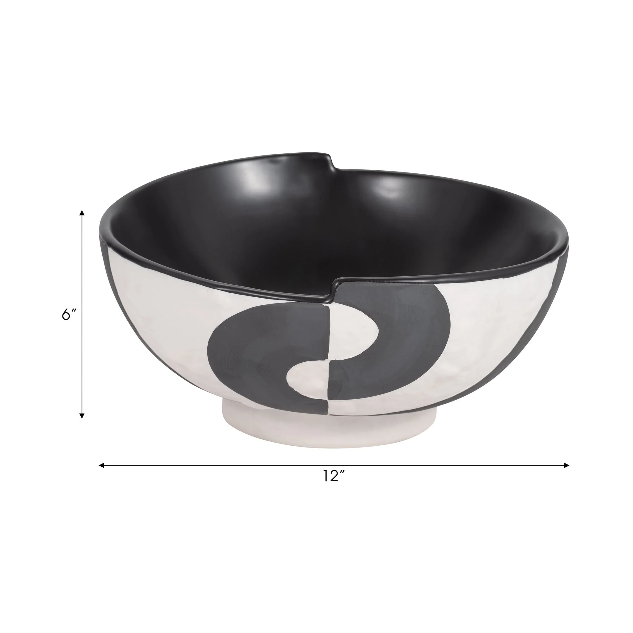 12" Contemporary Deep Bowl, Black/white - Image 8