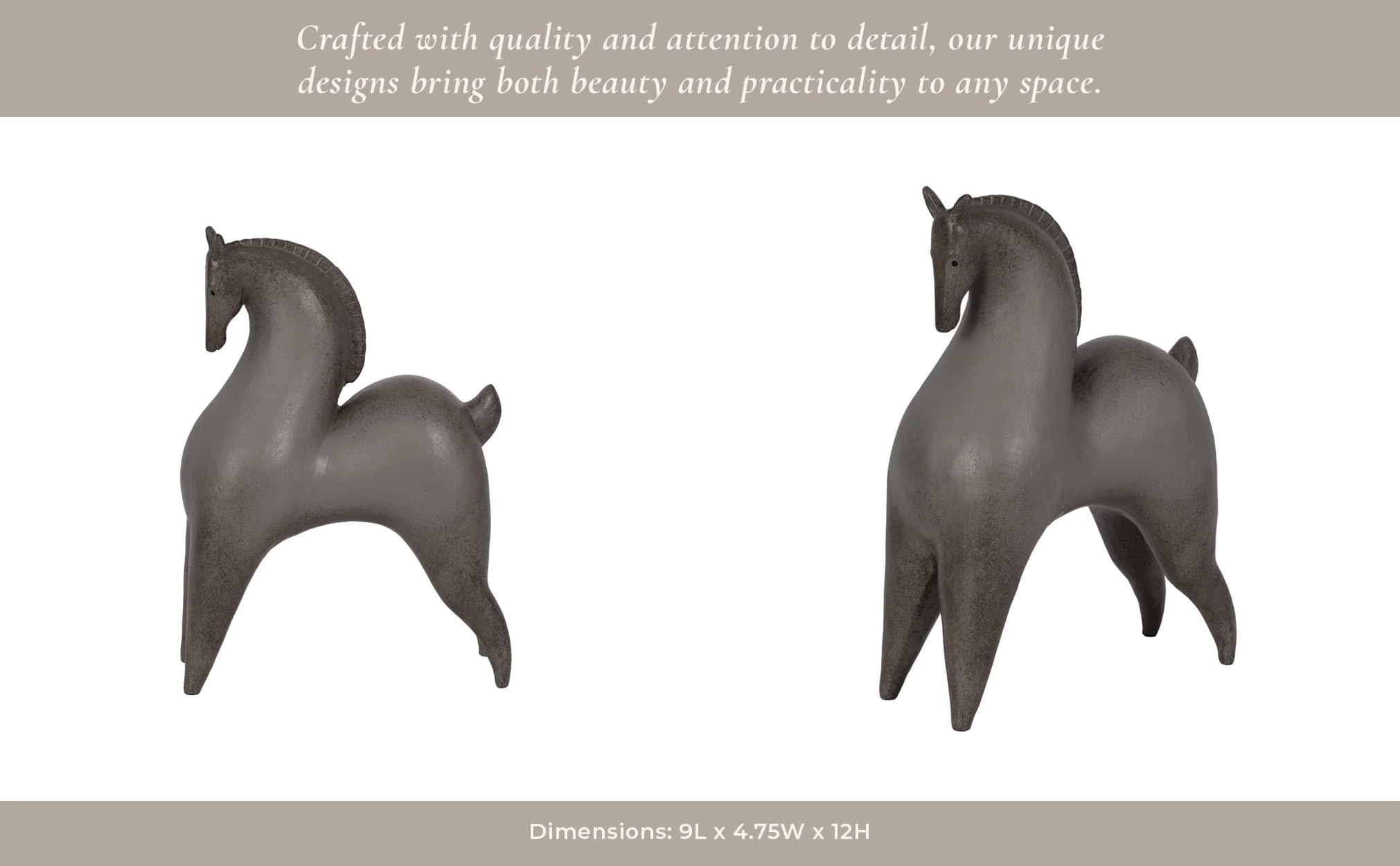 12" Curved Horse, Grey - Image 13