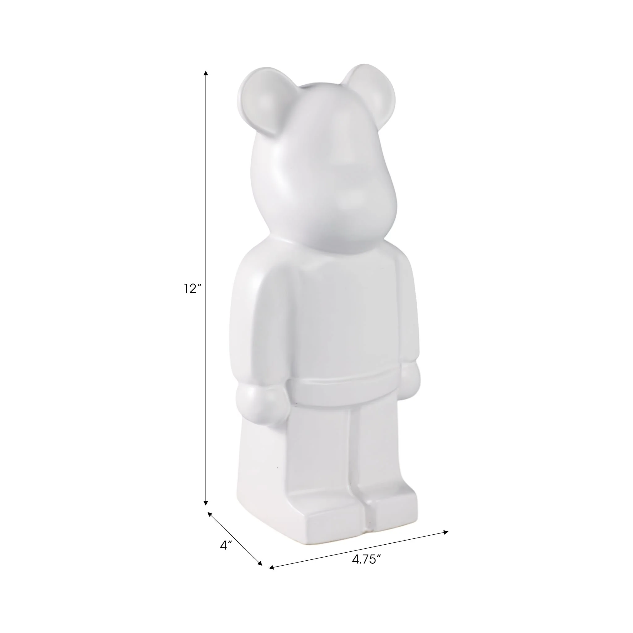 12" Deco Bear Figure, White - Image 8