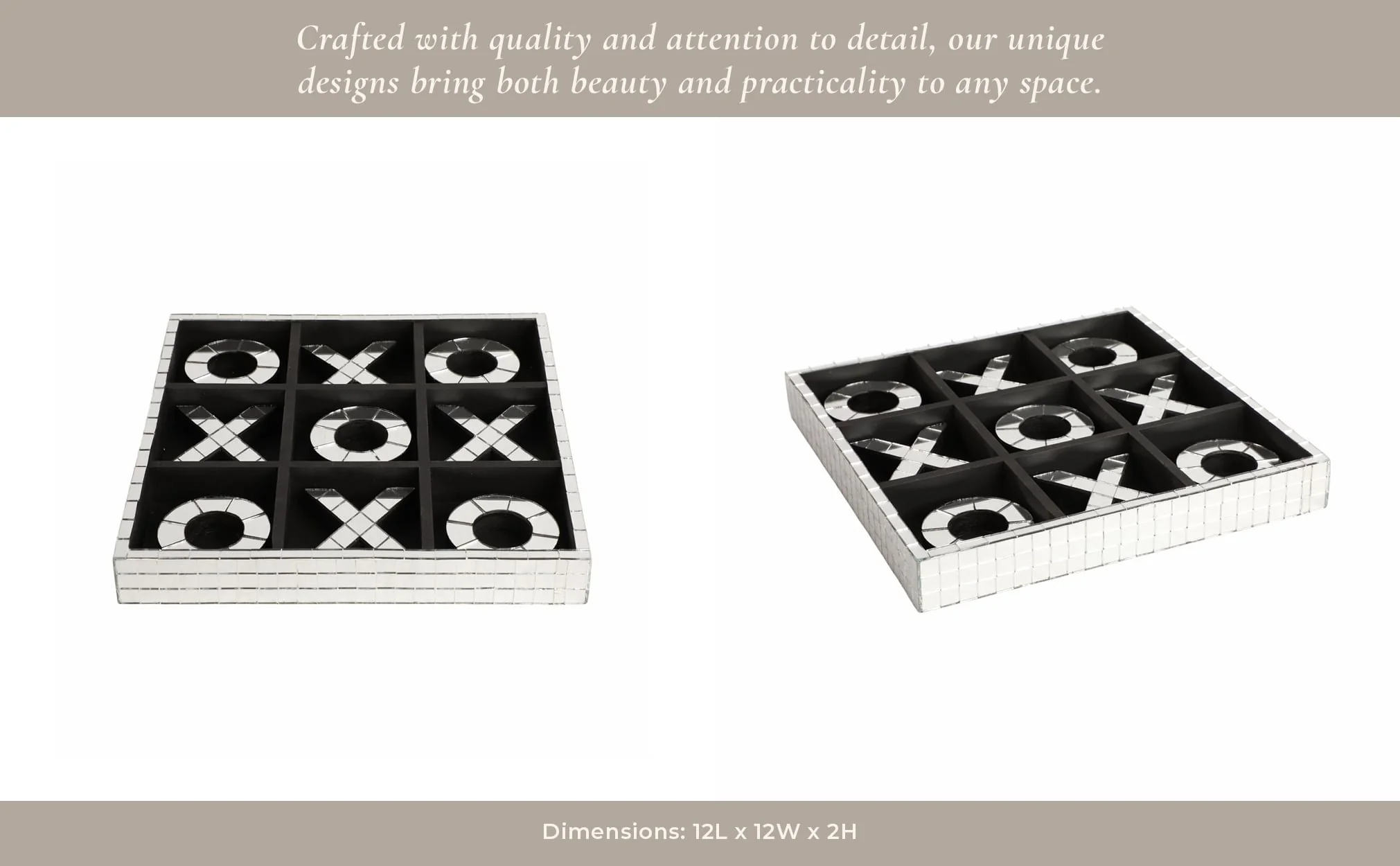 12" Disco Mosaic X&o Game, Silver - Image 12