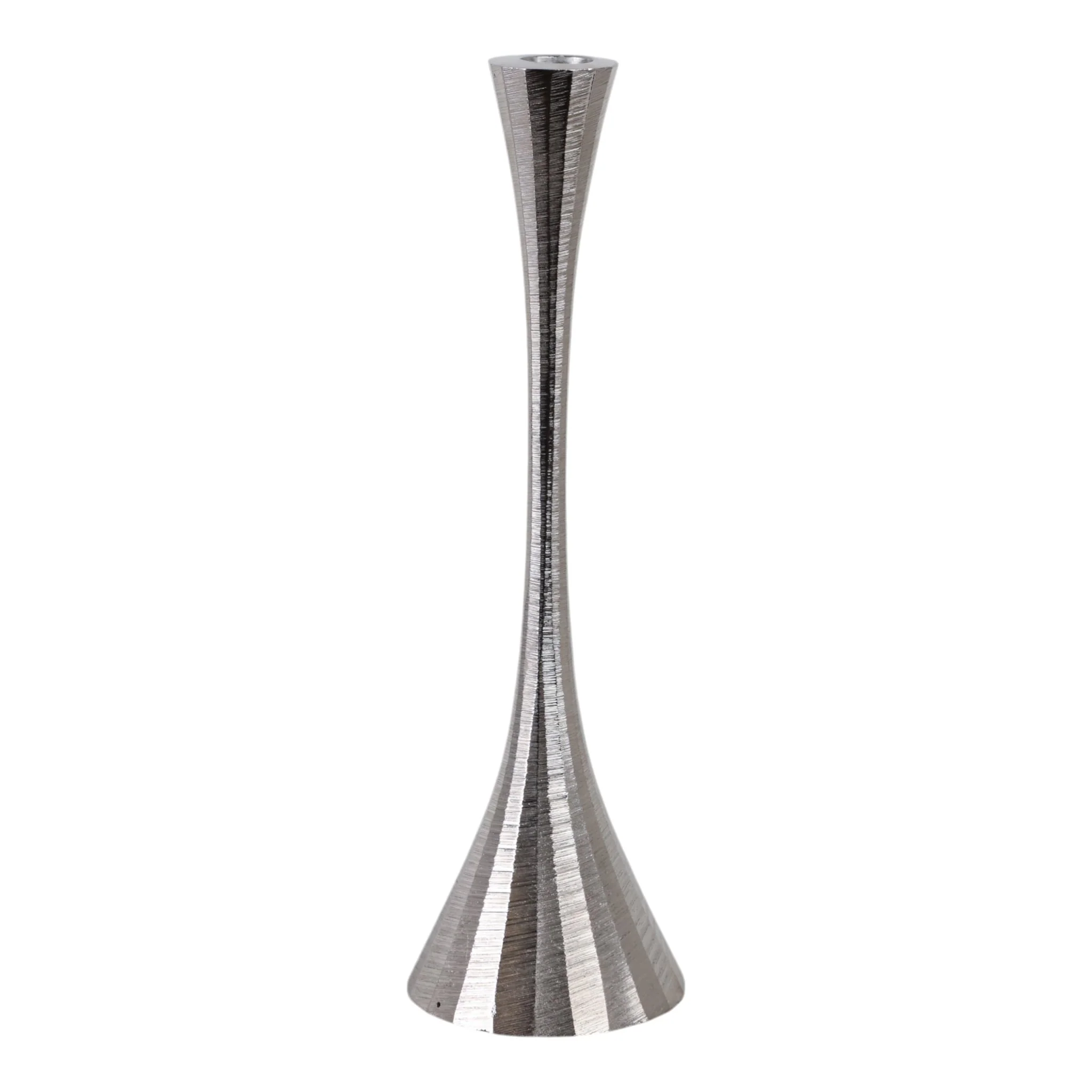 12" Etched Metal Taper Holder, Silver - Image 3
