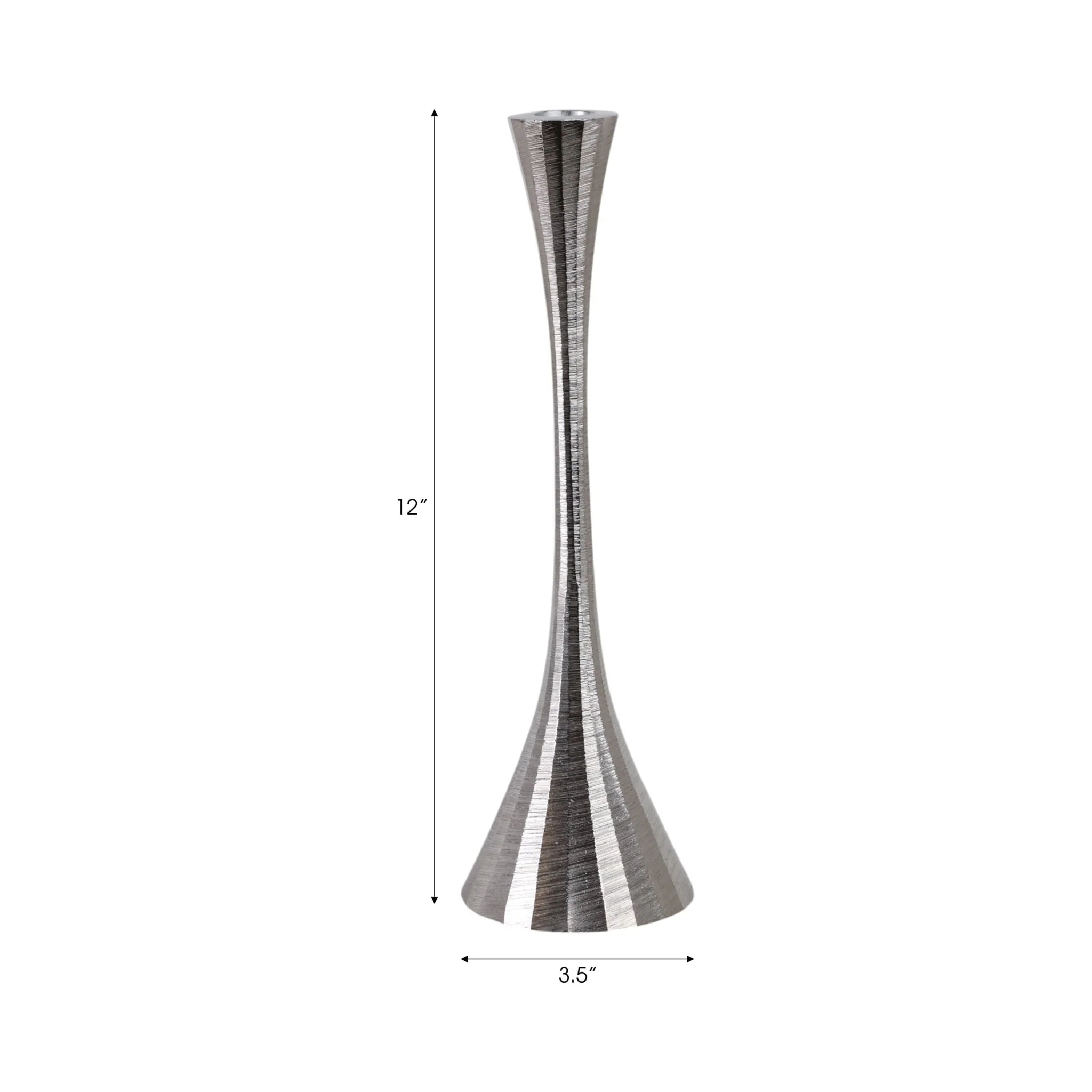 12" Etched Metal Taper Holder, Silver - Image 8