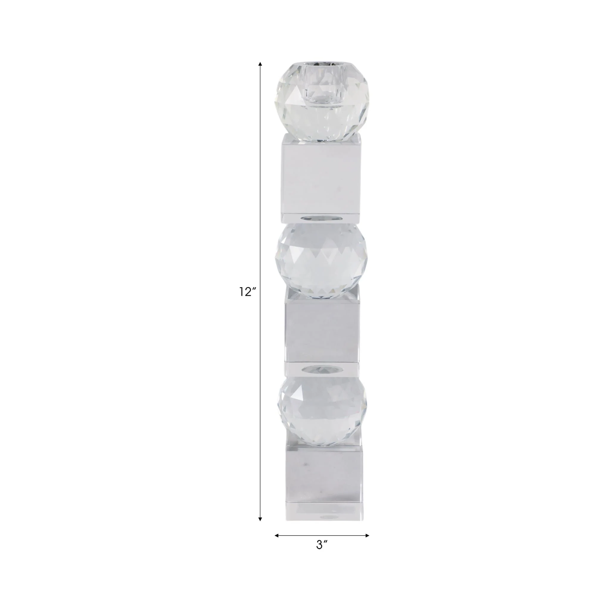 12" Faceted Crystal Orbs Crystal Taperholder, Clea - Image 8