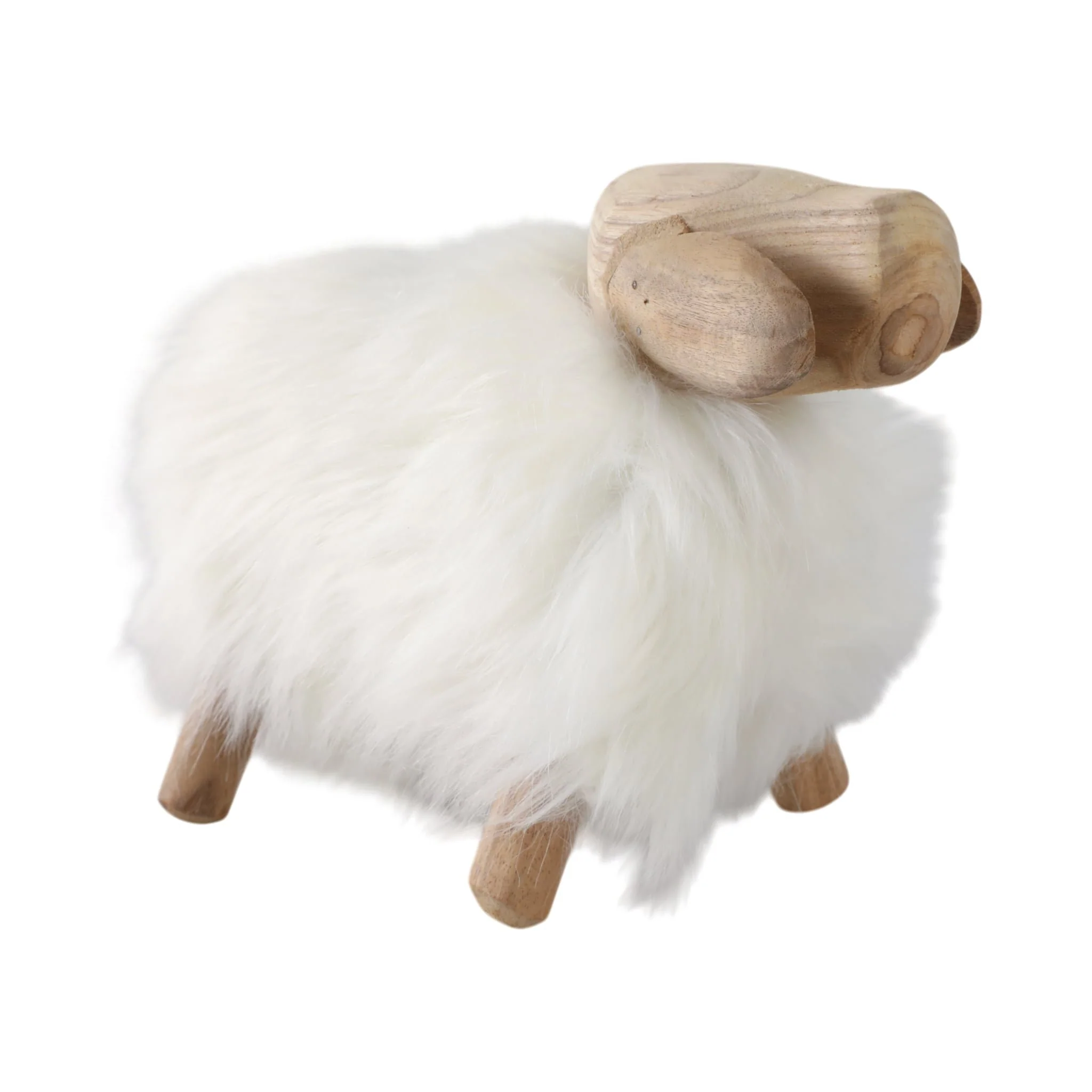 12" Faux Fur Sheep, White/natural - Image 2