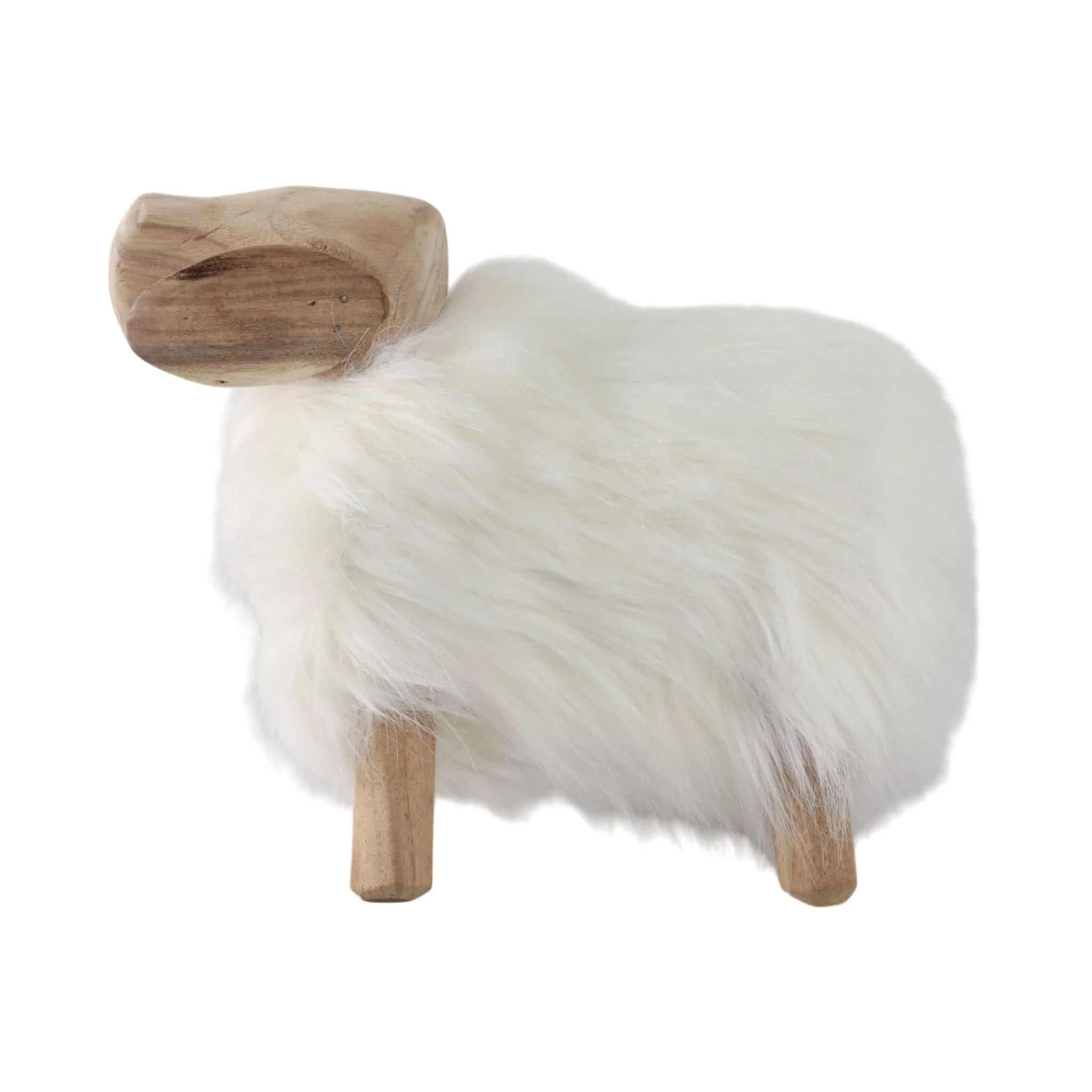 12" Faux Fur Sheep, White/natural - Image 4