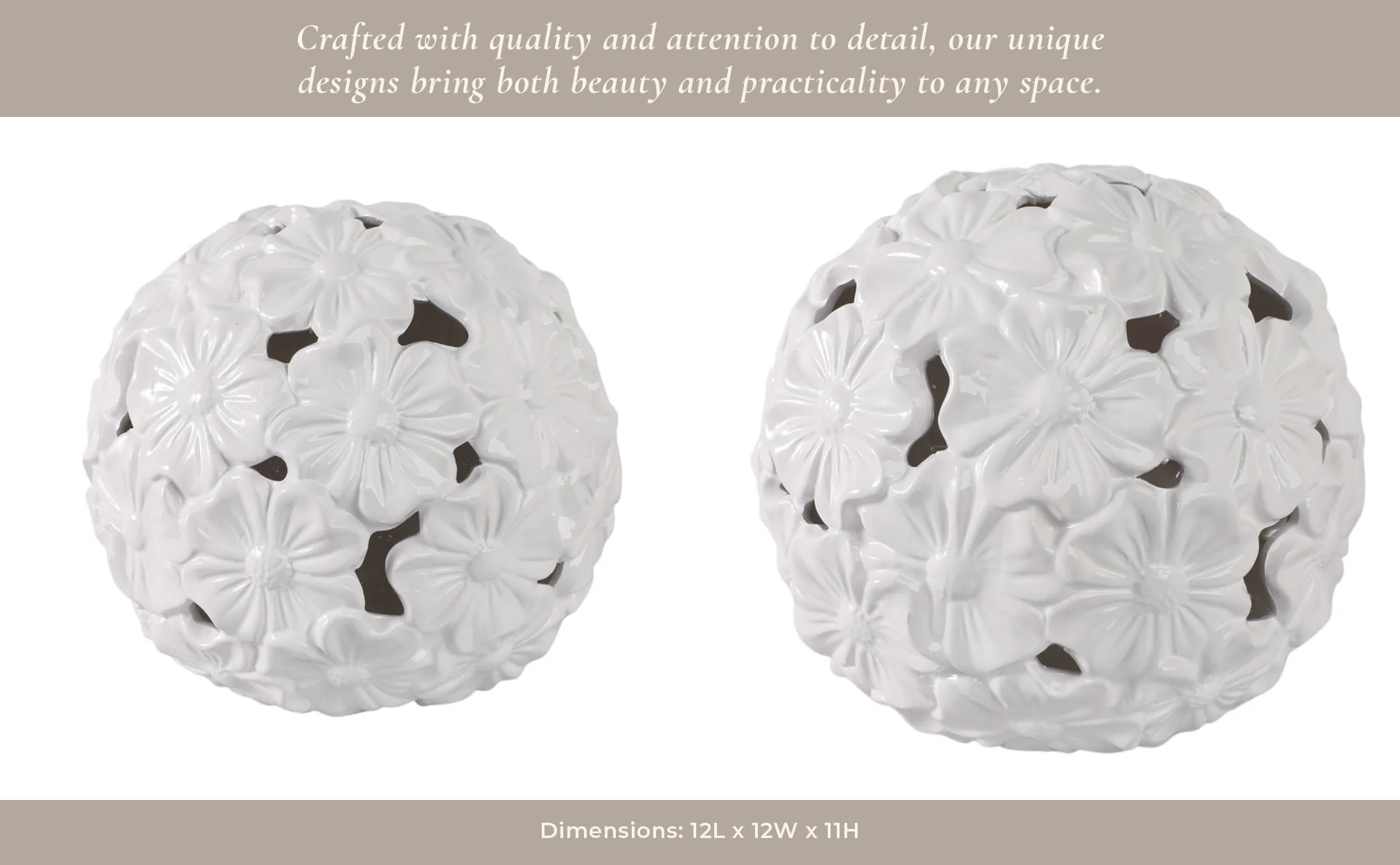 12" Flower Cut-out Garden Orb, White - Image 12