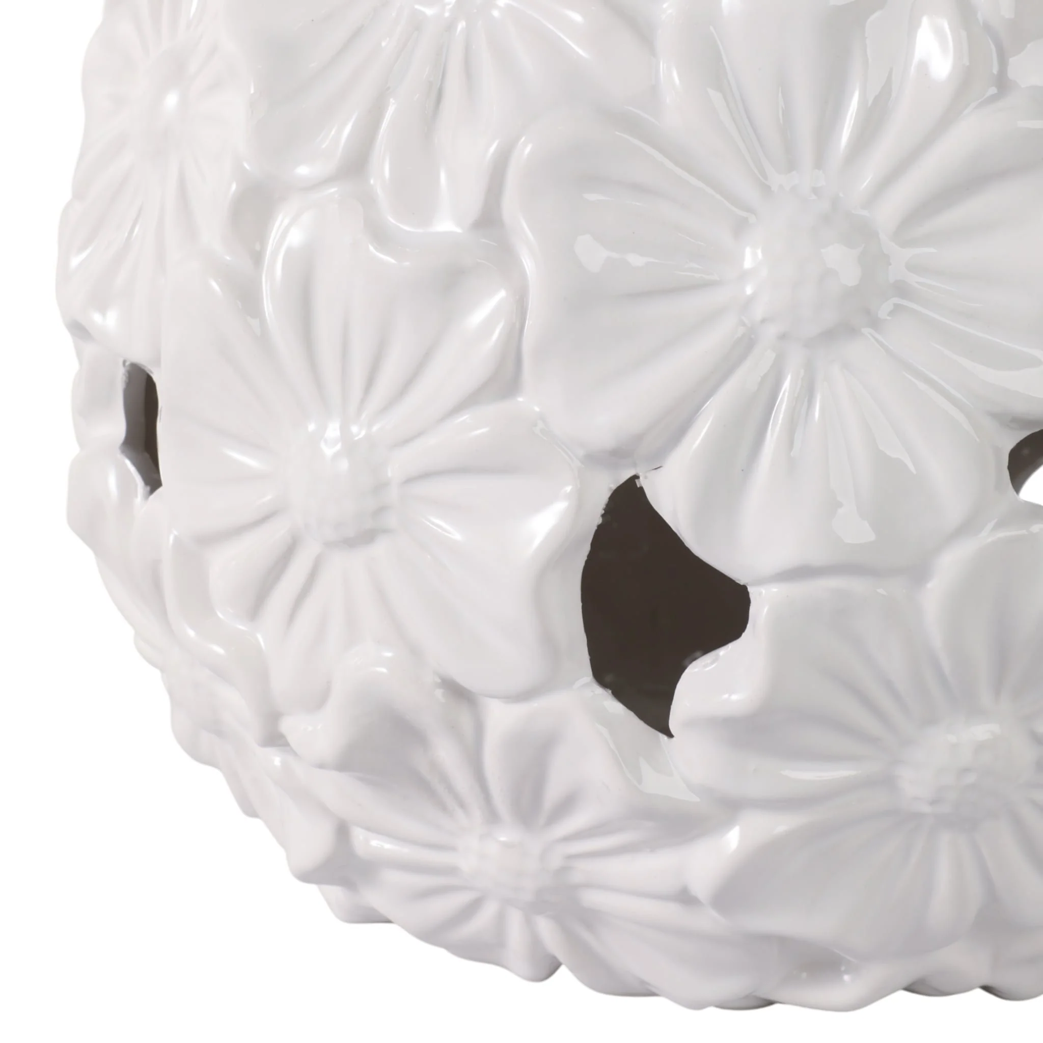 12" Flower Cut-out Garden Orb, White - Image 5
