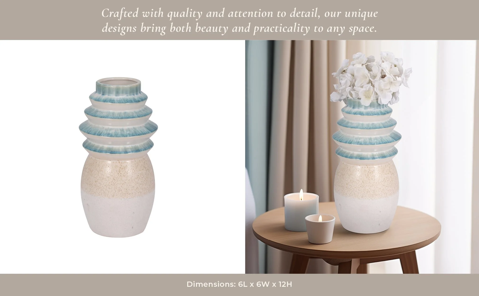 12" Fluted Top Vase Reactive Finish, Multi - Image 11