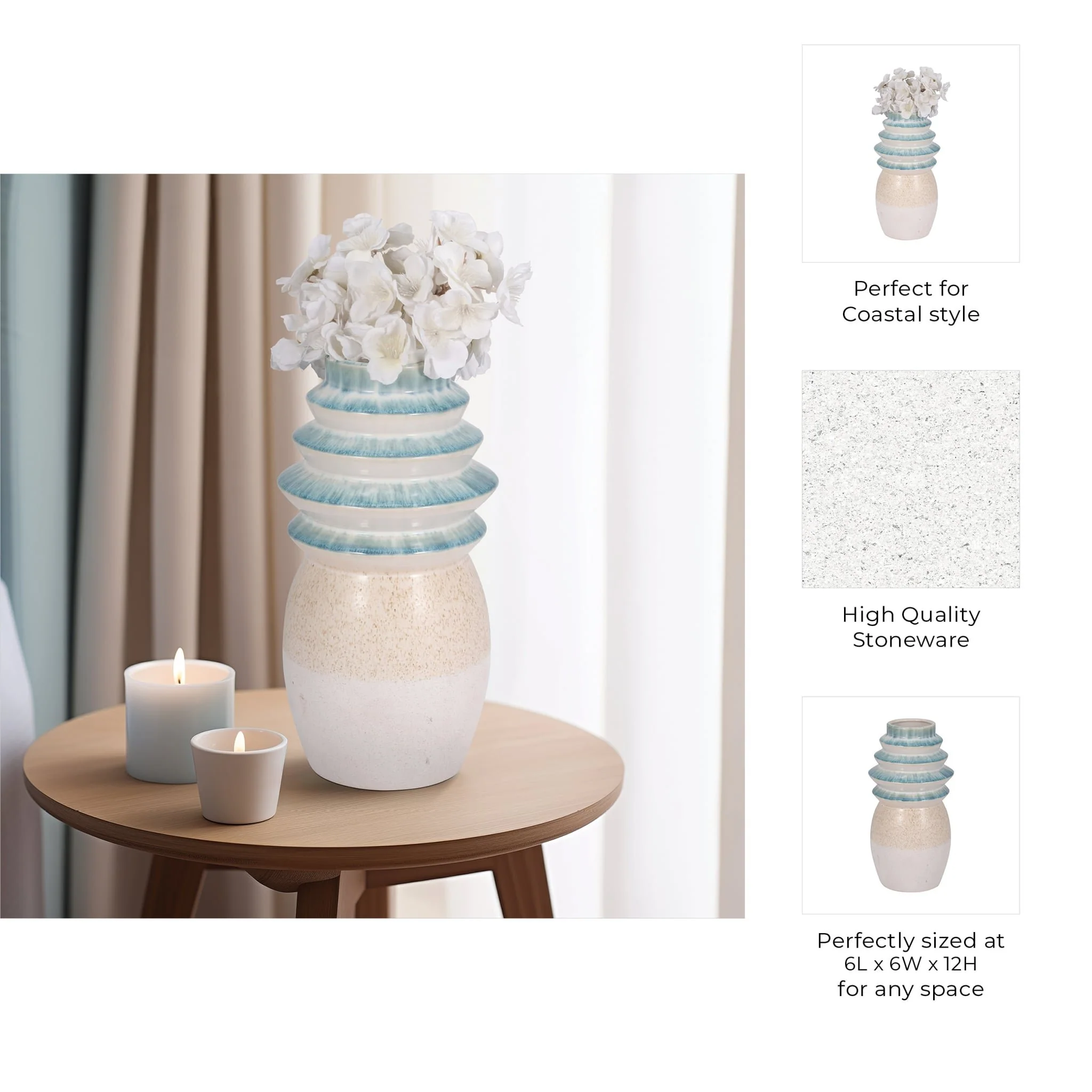 12" Fluted Top Vase Reactive Finish, Multi - Image 9