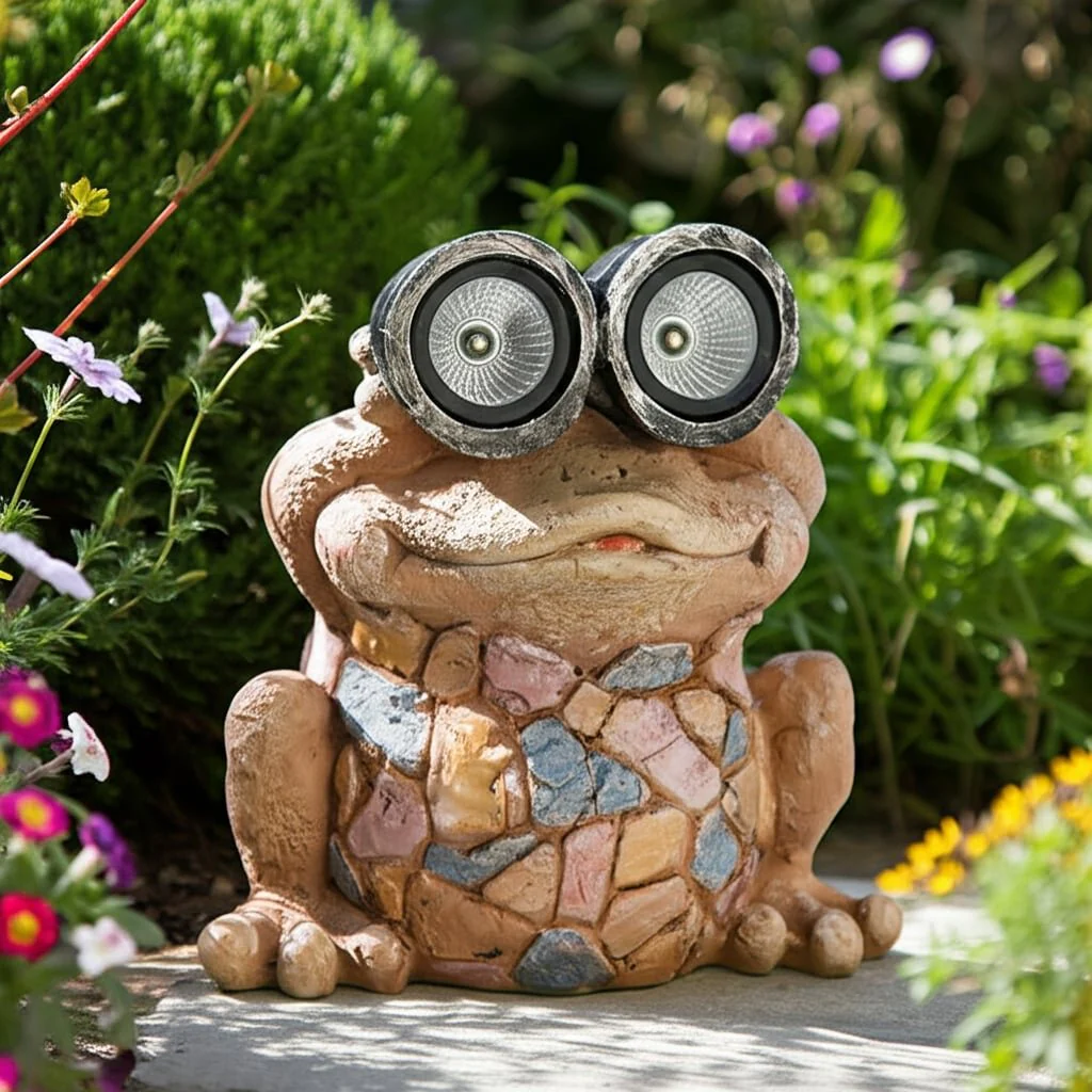 12" Frog With Solar Goggles, Multi - Image 10