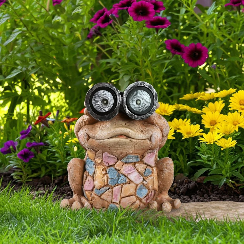 12" Frog With Solar Goggles, Multi - Image 12