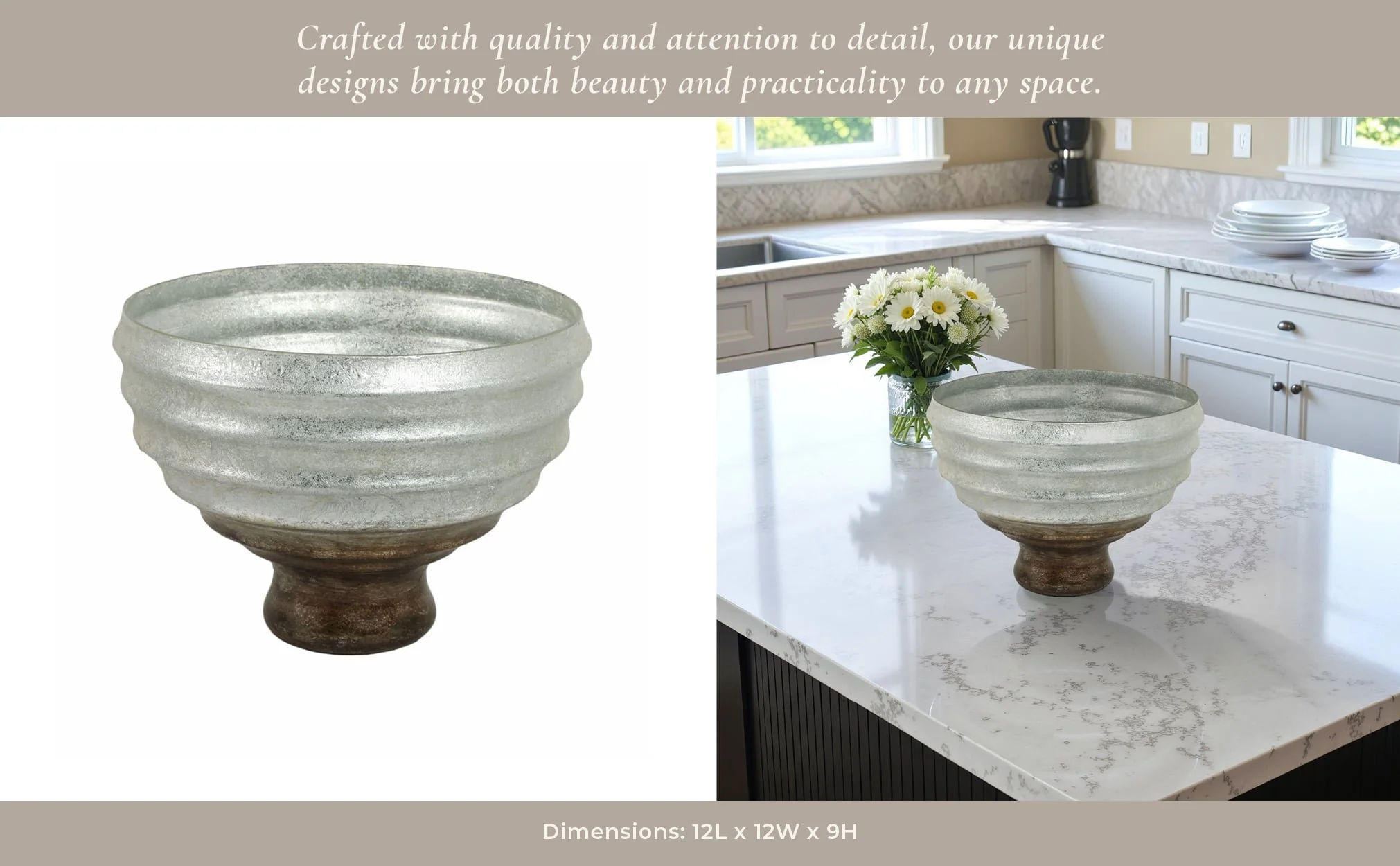 12" Glass Pedestal Bowl Ombre Finish, Multi - Image 11