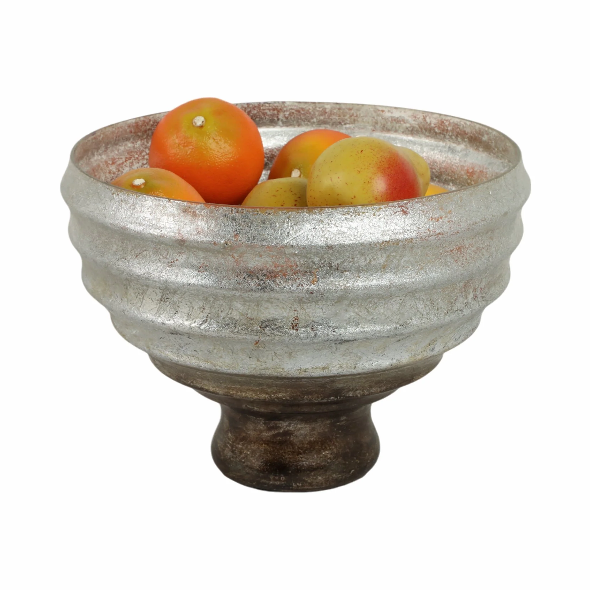 12" Glass Pedestal Bowl Ombre Finish, Multi - Image 2