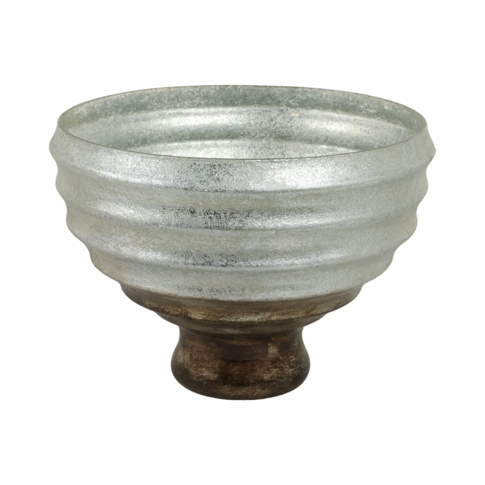 12" Glass Pedestal Bowl Ombre Finish, Multi - Image 3