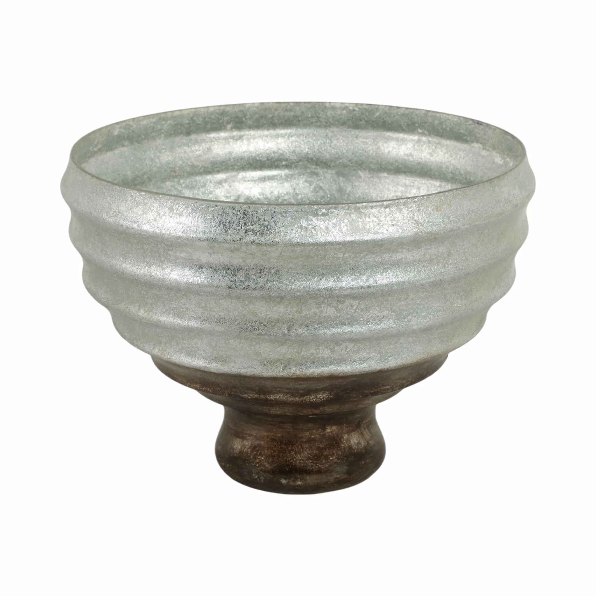 12" Glass Pedestal Bowl Ombre Finish, Multi - Image 4