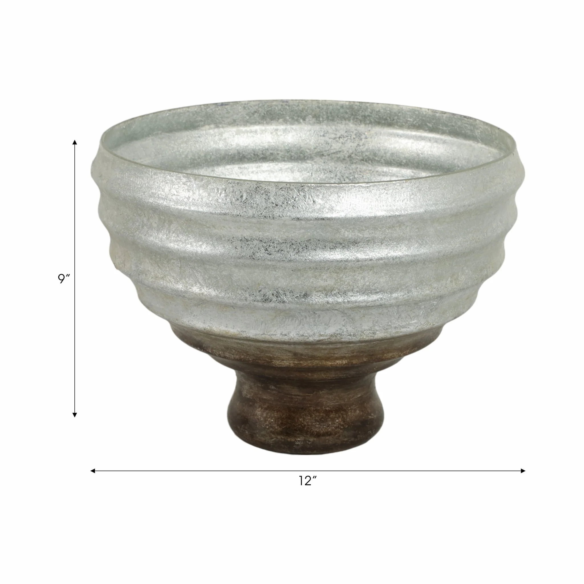 12" Glass Pedestal Bowl Ombre Finish, Multi - Image 8