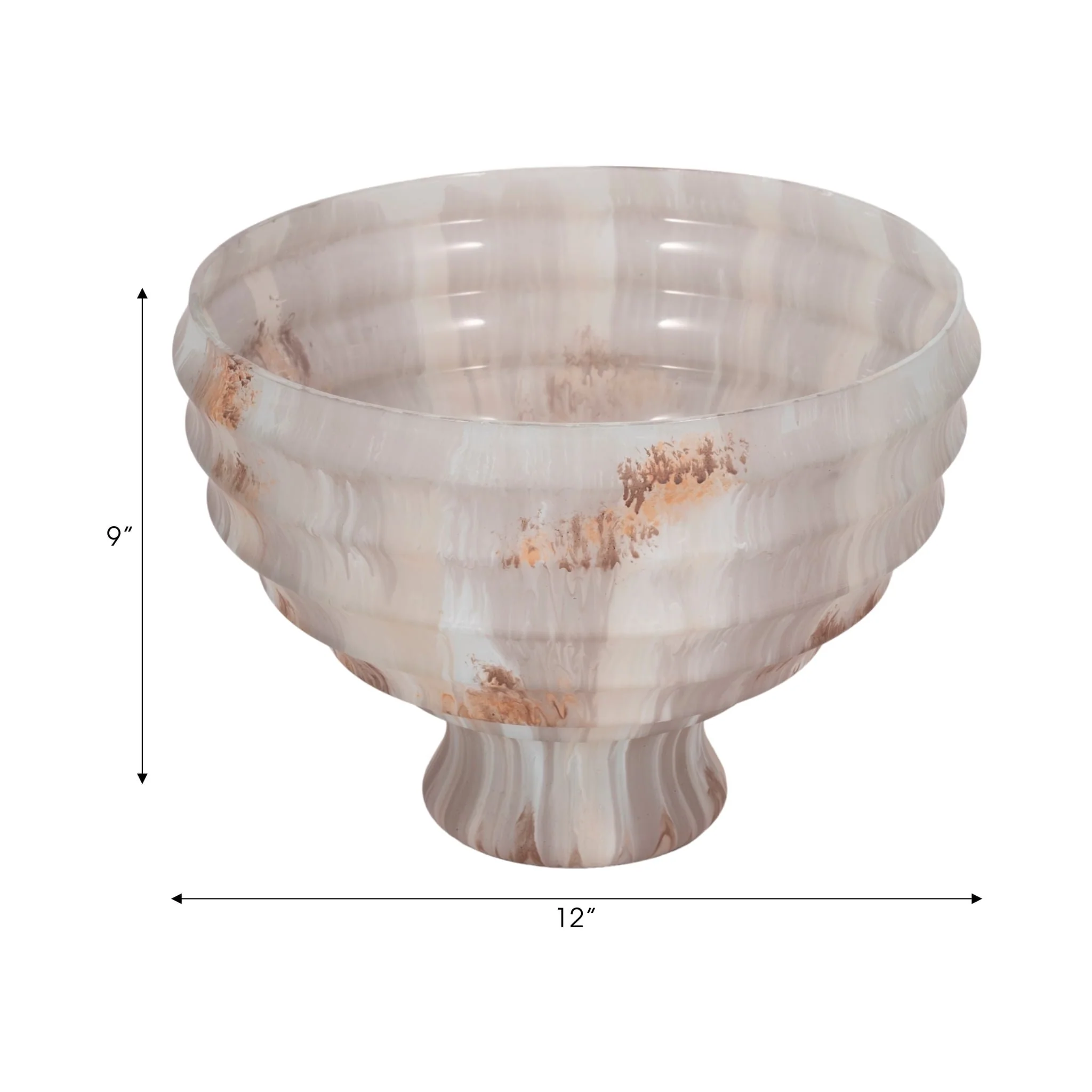 12" Glass Pedestal Bowl Opal Finish, Ivory Multi - Image 8