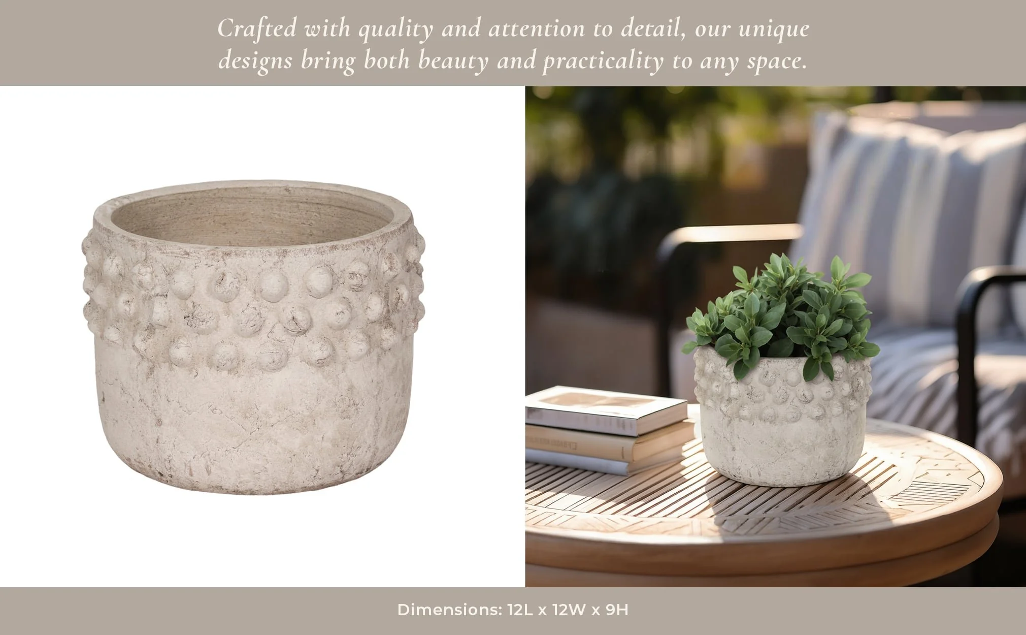 12" Half Bubble Weathered Planter, Ivor - Image 11