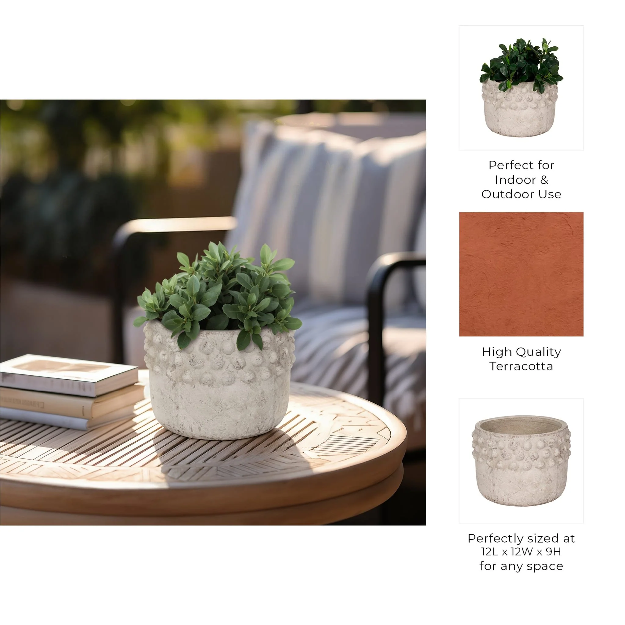 12" Half Bubble Weathered Planter, Ivor - Image 9