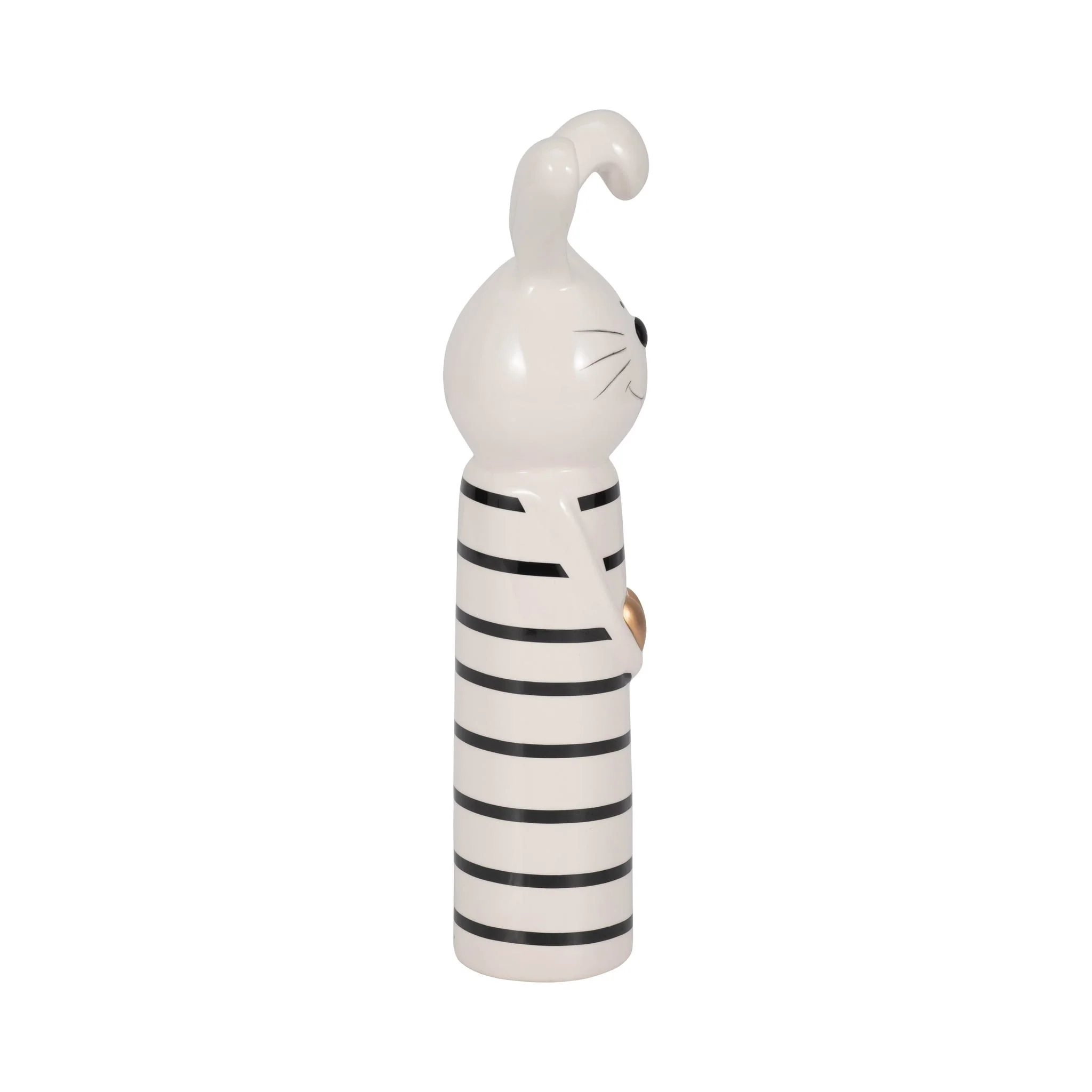 12" Lines Bunny With Gold Heart, White/black - Image 3