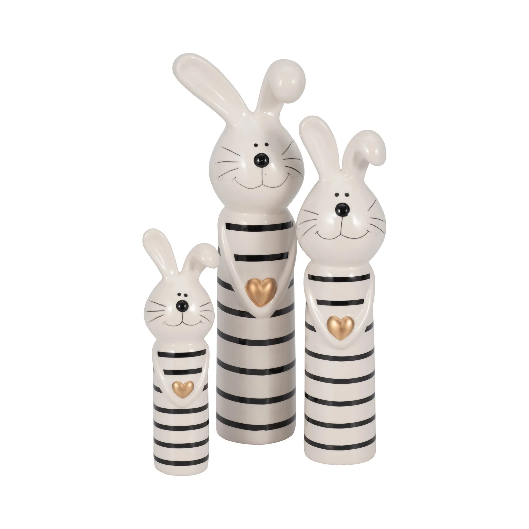 12" Lines Bunny With Gold Heart, White/black - Image 8