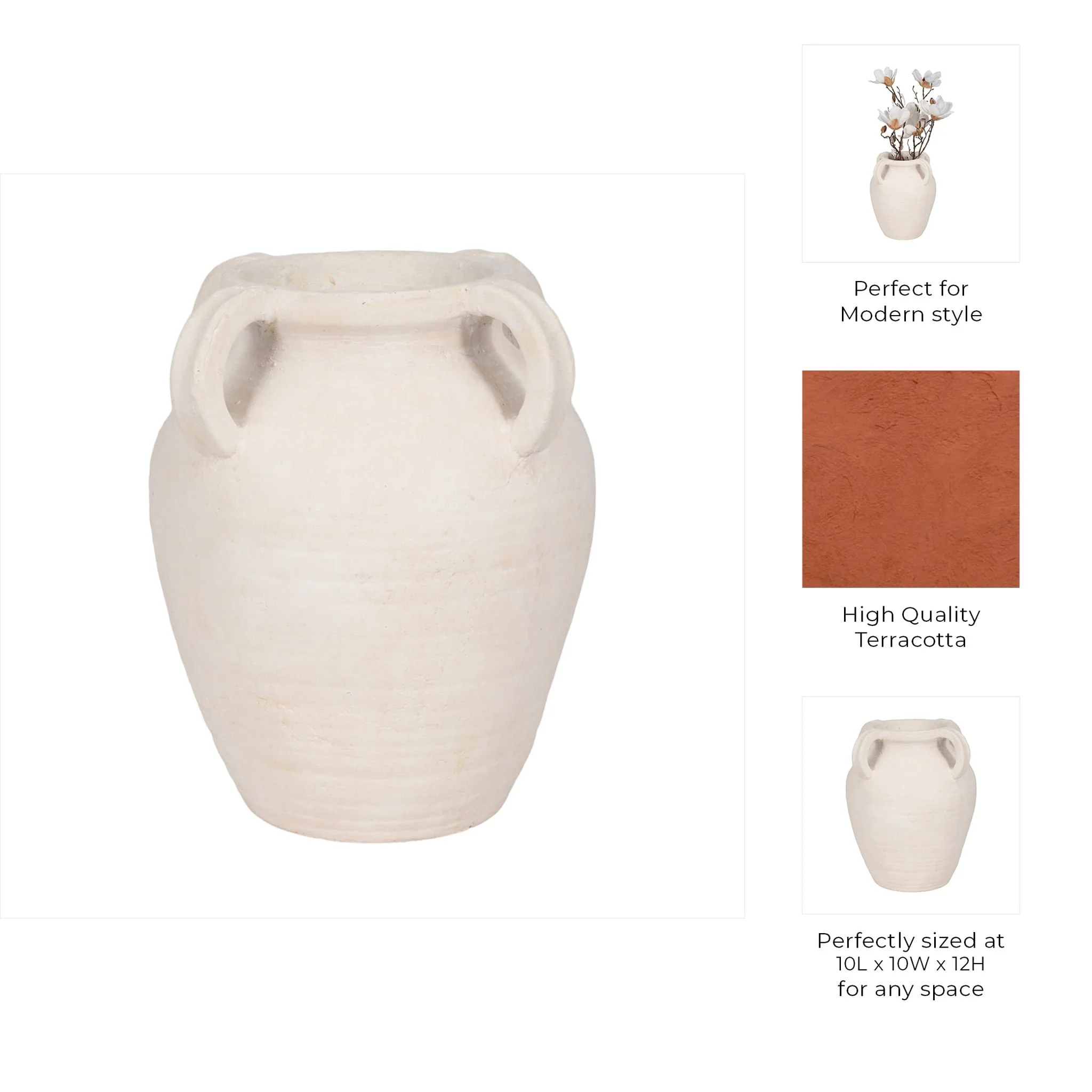 12" Multi Handle Jug, White - Image 9