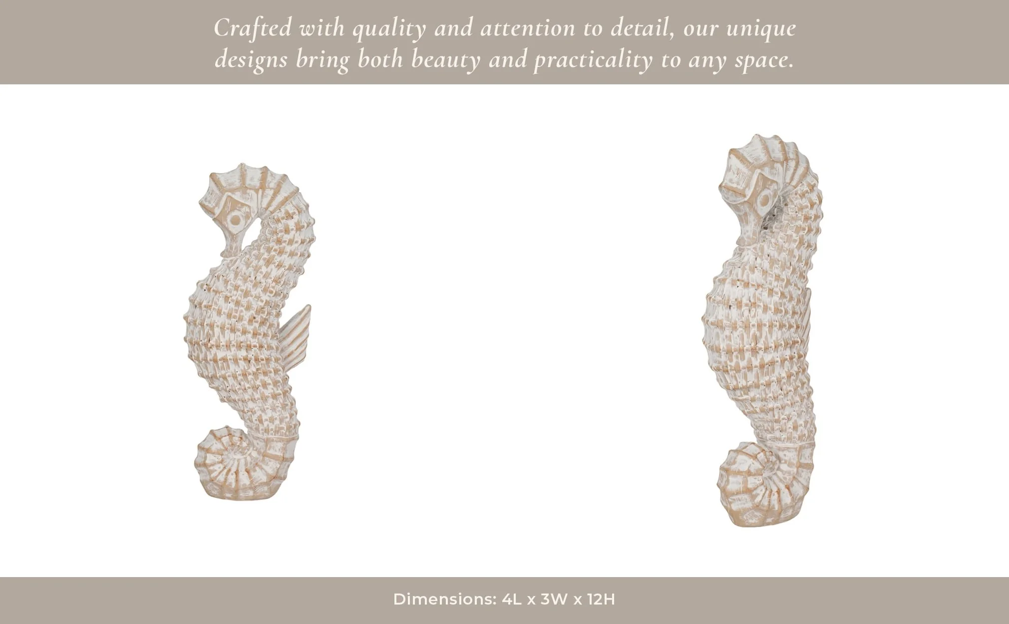 12" Resin Wicker Seahorse, White - Image 12