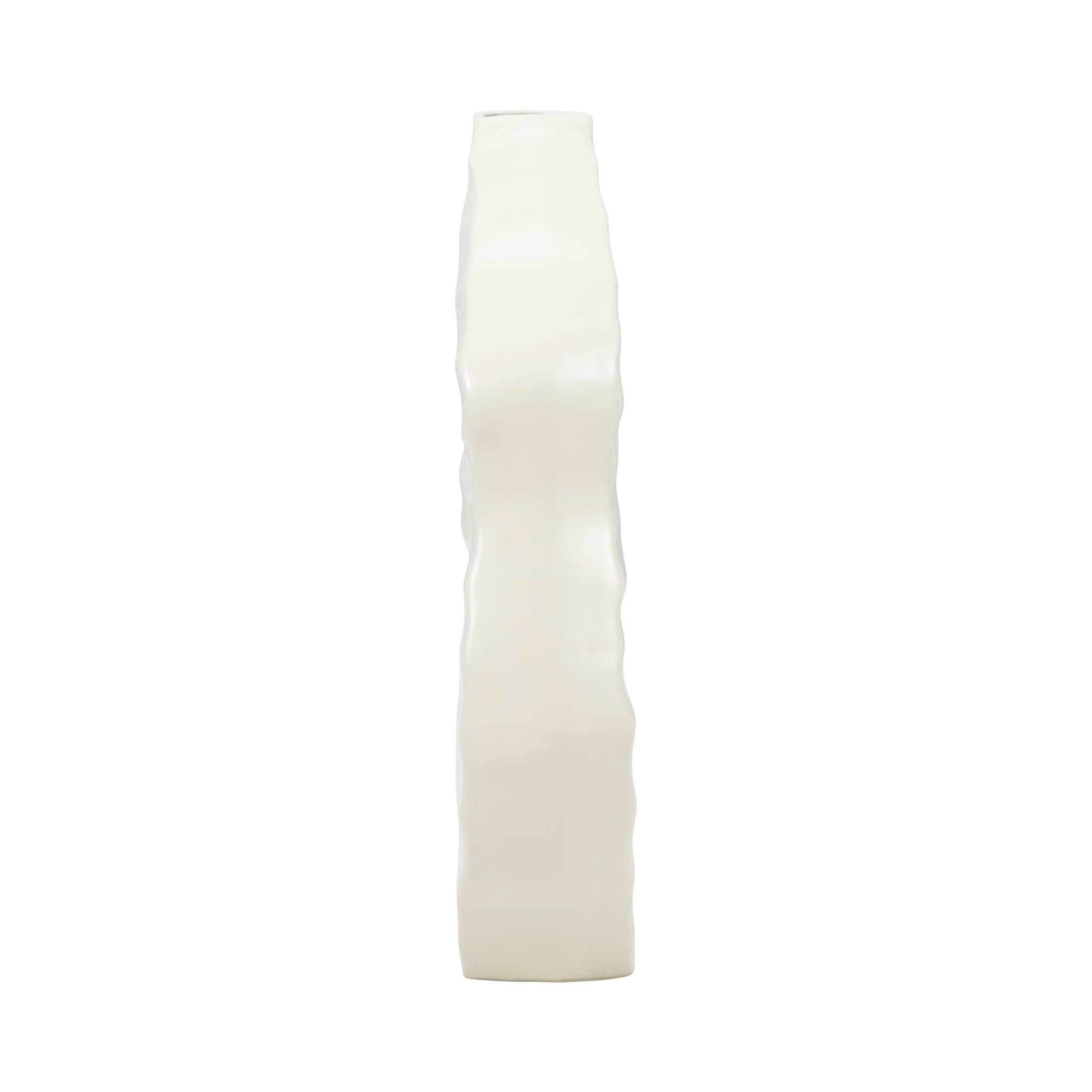 12" Ribbed Open-cut Out Vase, Ivory - Image 4