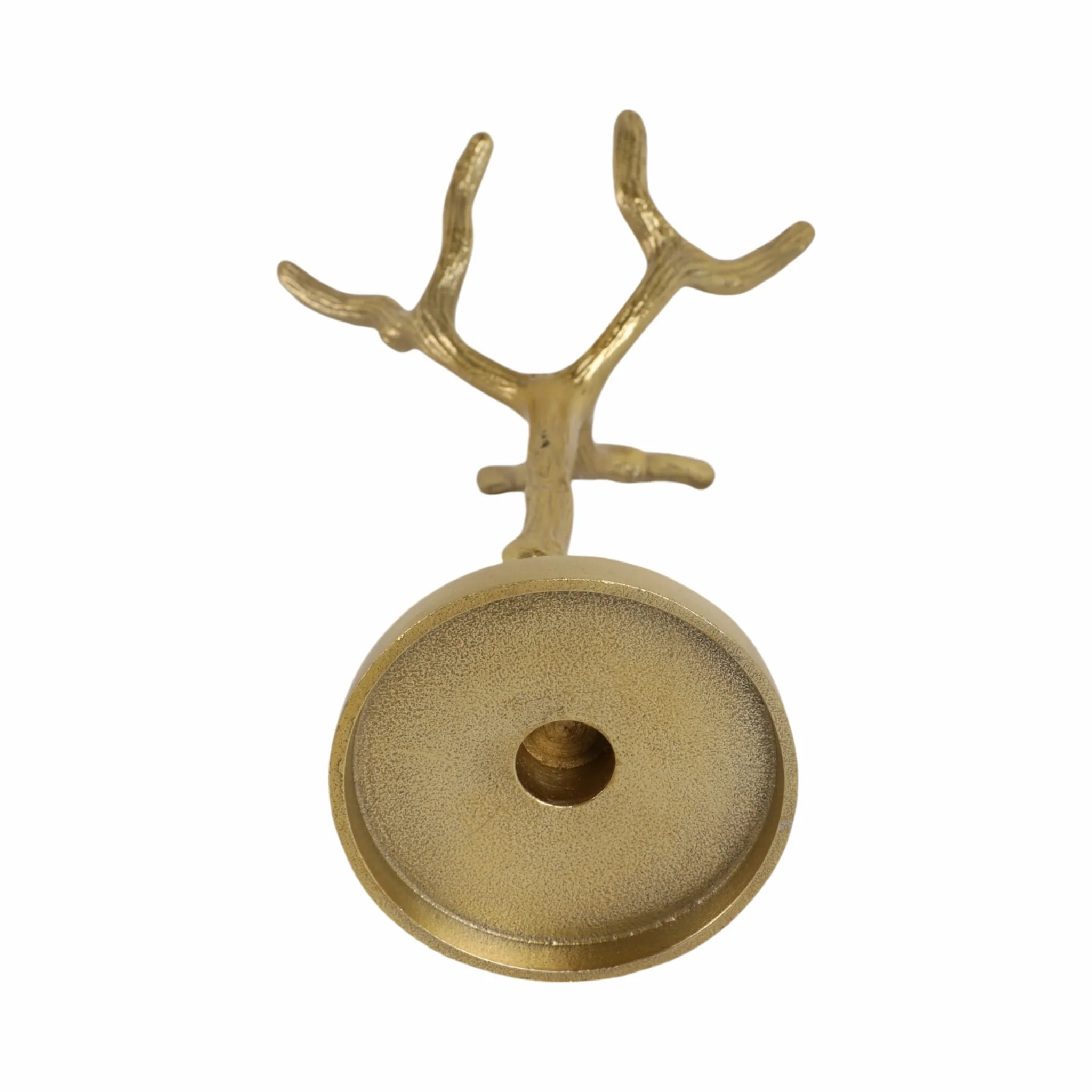 12" Roots Pillar & Taper Candle Holder, Gold - Image 7