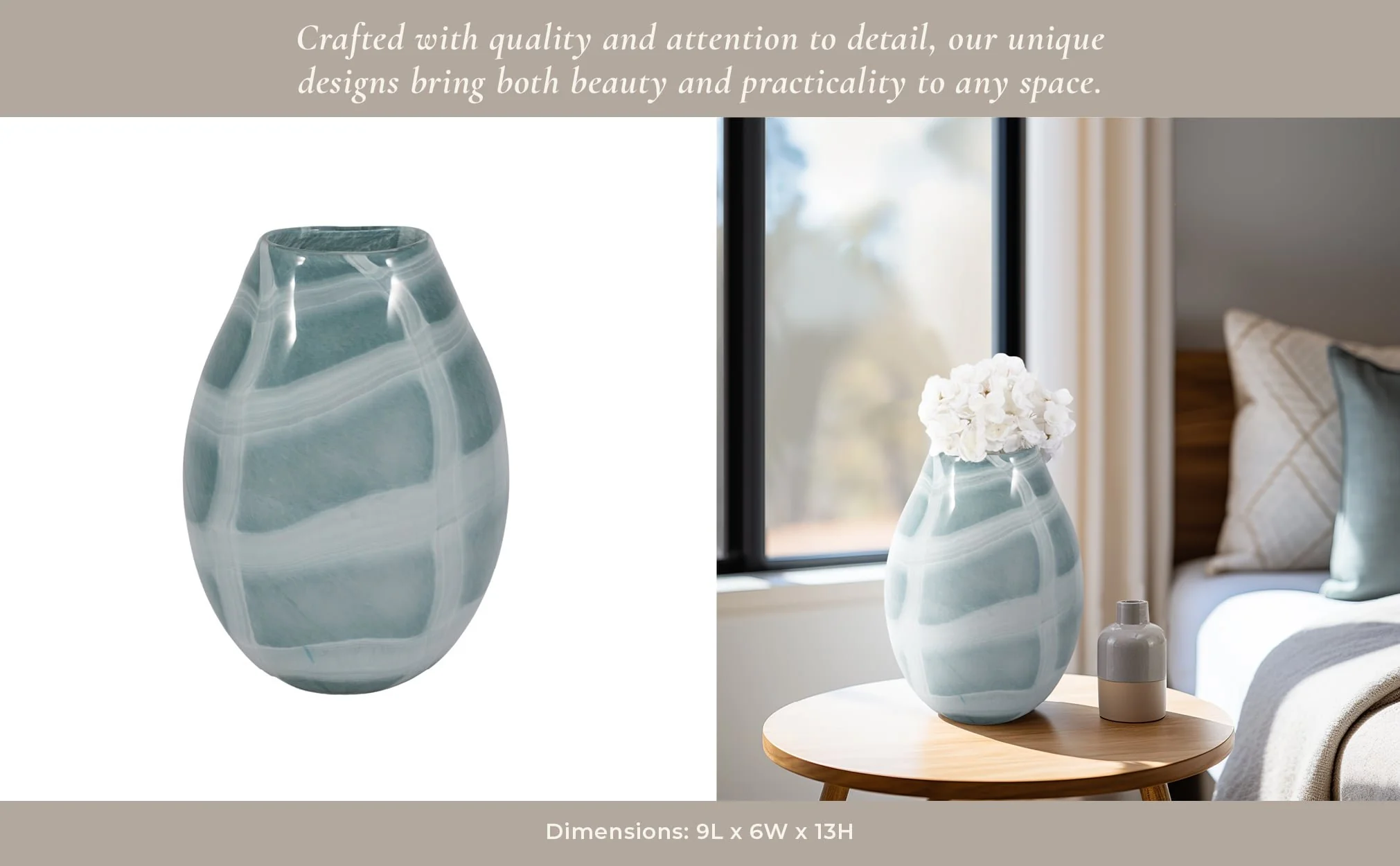 12" Slim Swirled Vase, Blue/white - Image 12