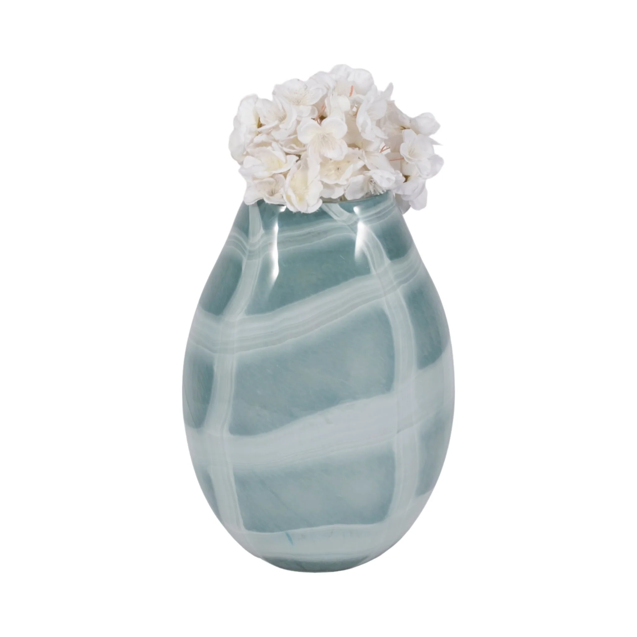 12" Slim Swirled Vase, Blue/white - Image 2