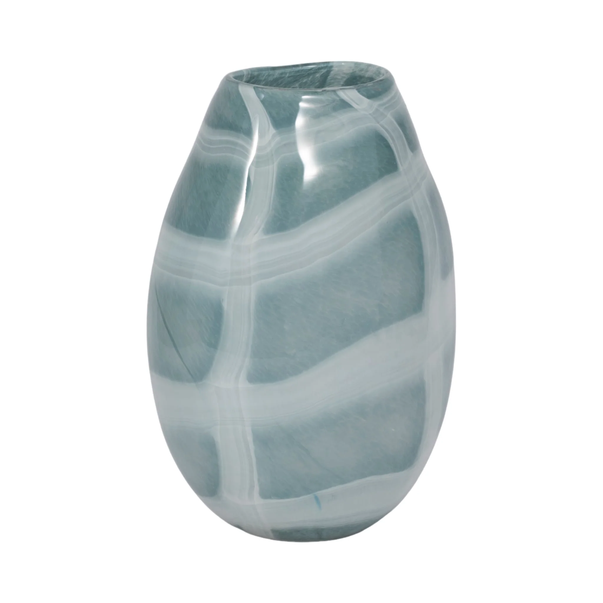 12" Slim Swirled Vase, Blue/white - Image 3
