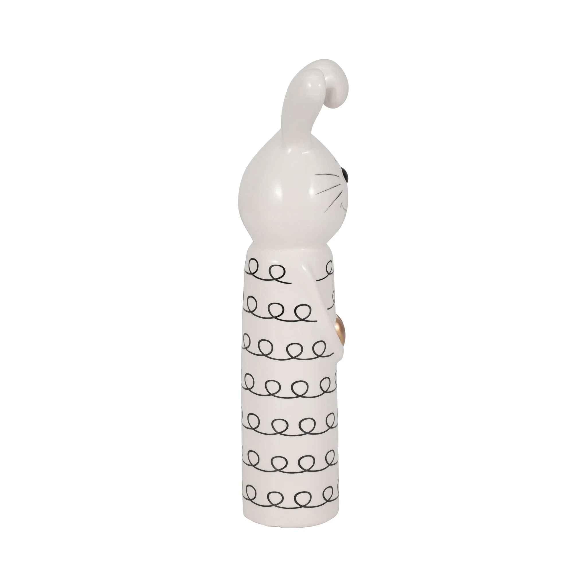 12" Squiggly Bunny With Gold Heart, White/black - Image 3