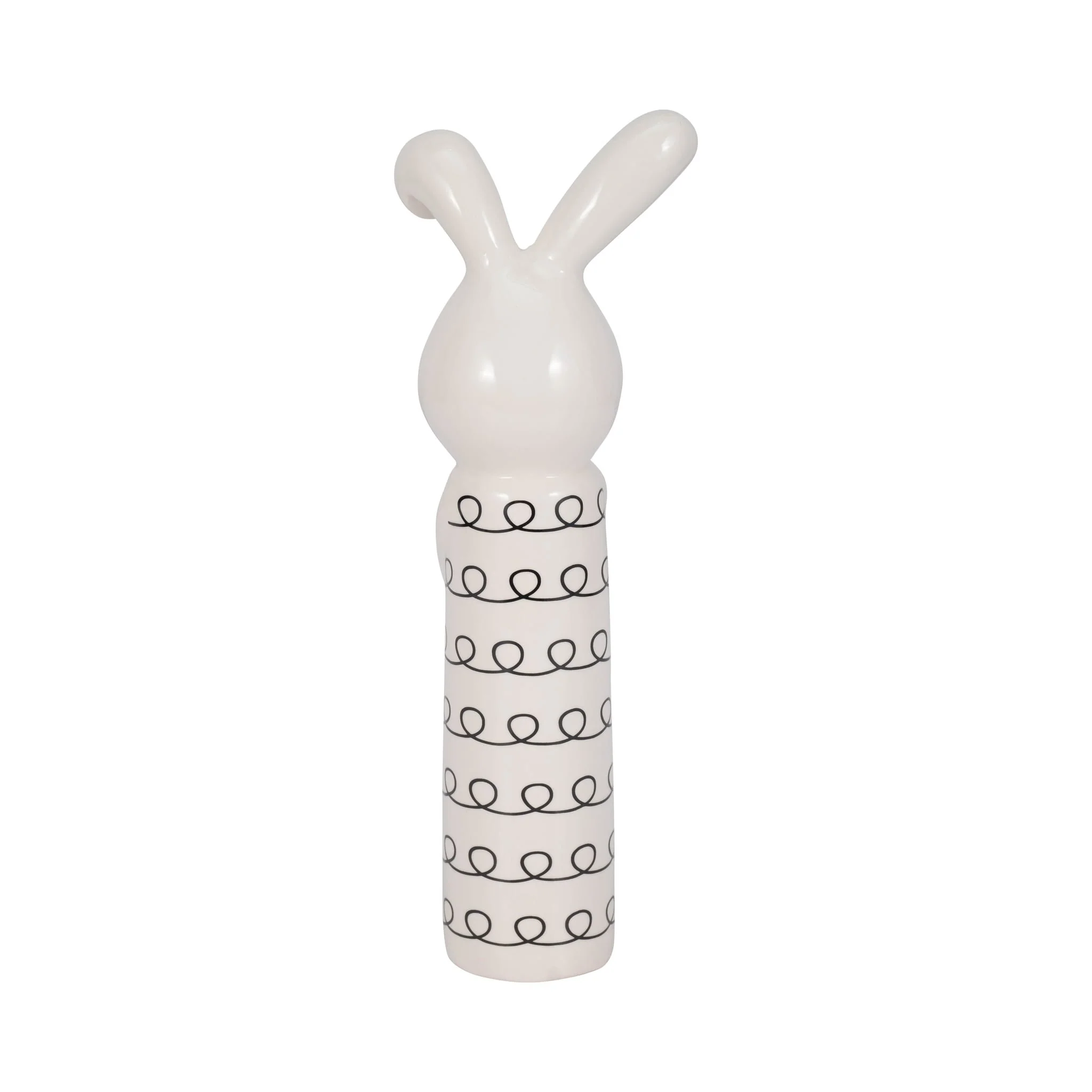 12" Squiggly Bunny With Gold Heart, White/black - Image 4