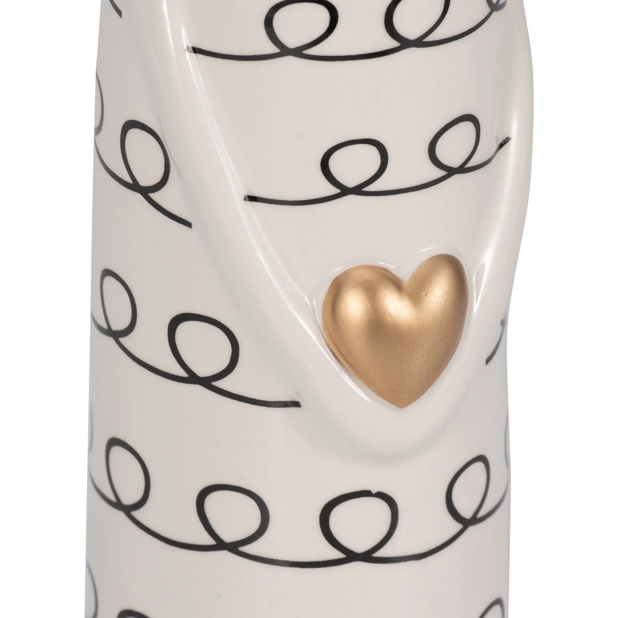 12" Squiggly Bunny With Gold Heart, White/black - Image 5