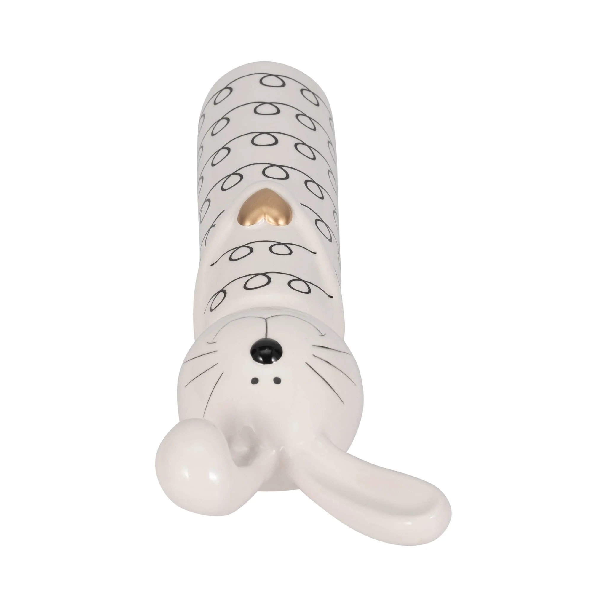 12" Squiggly Bunny With Gold Heart, White/black - Image 6