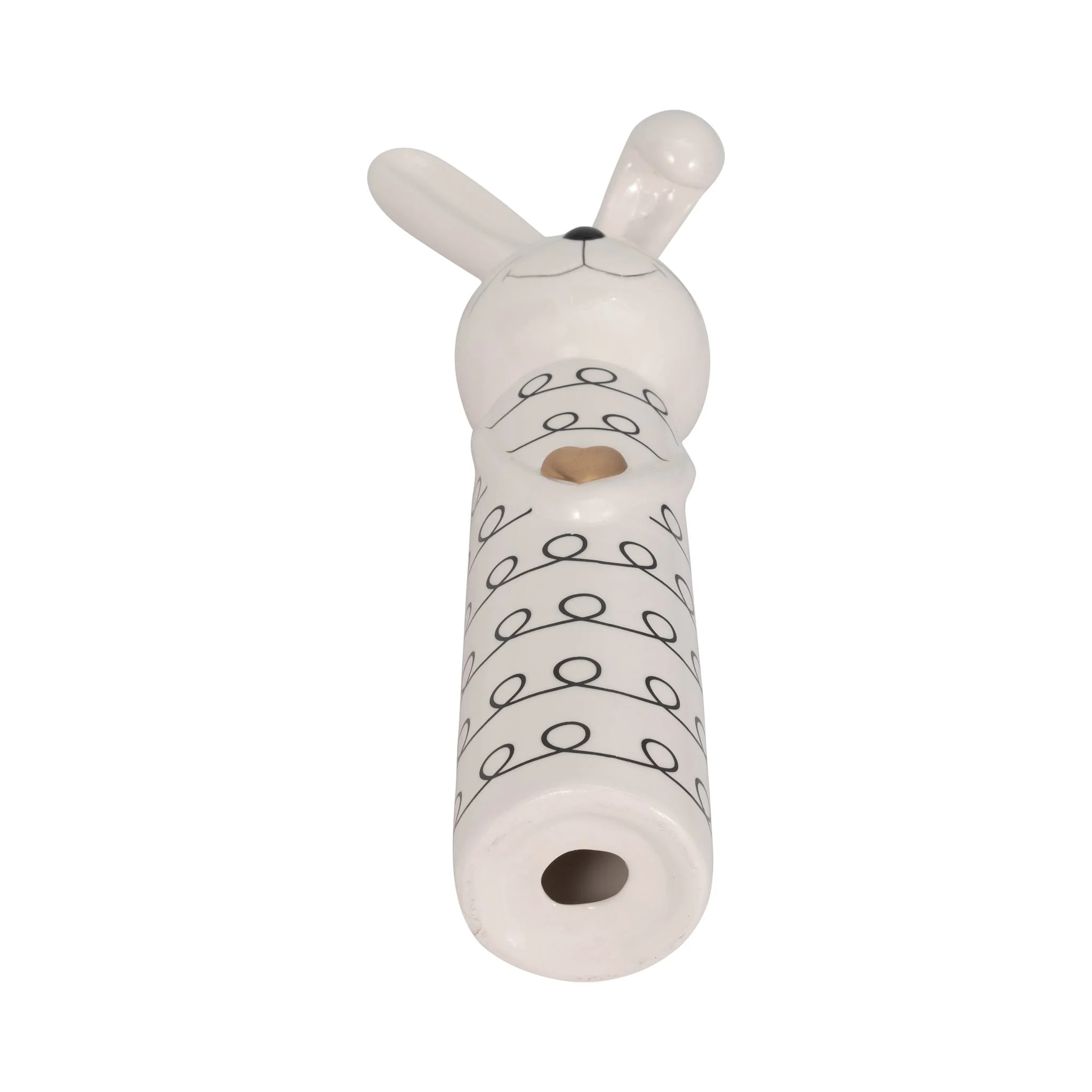 12" Squiggly Bunny With Gold Heart, White/black - Image 7