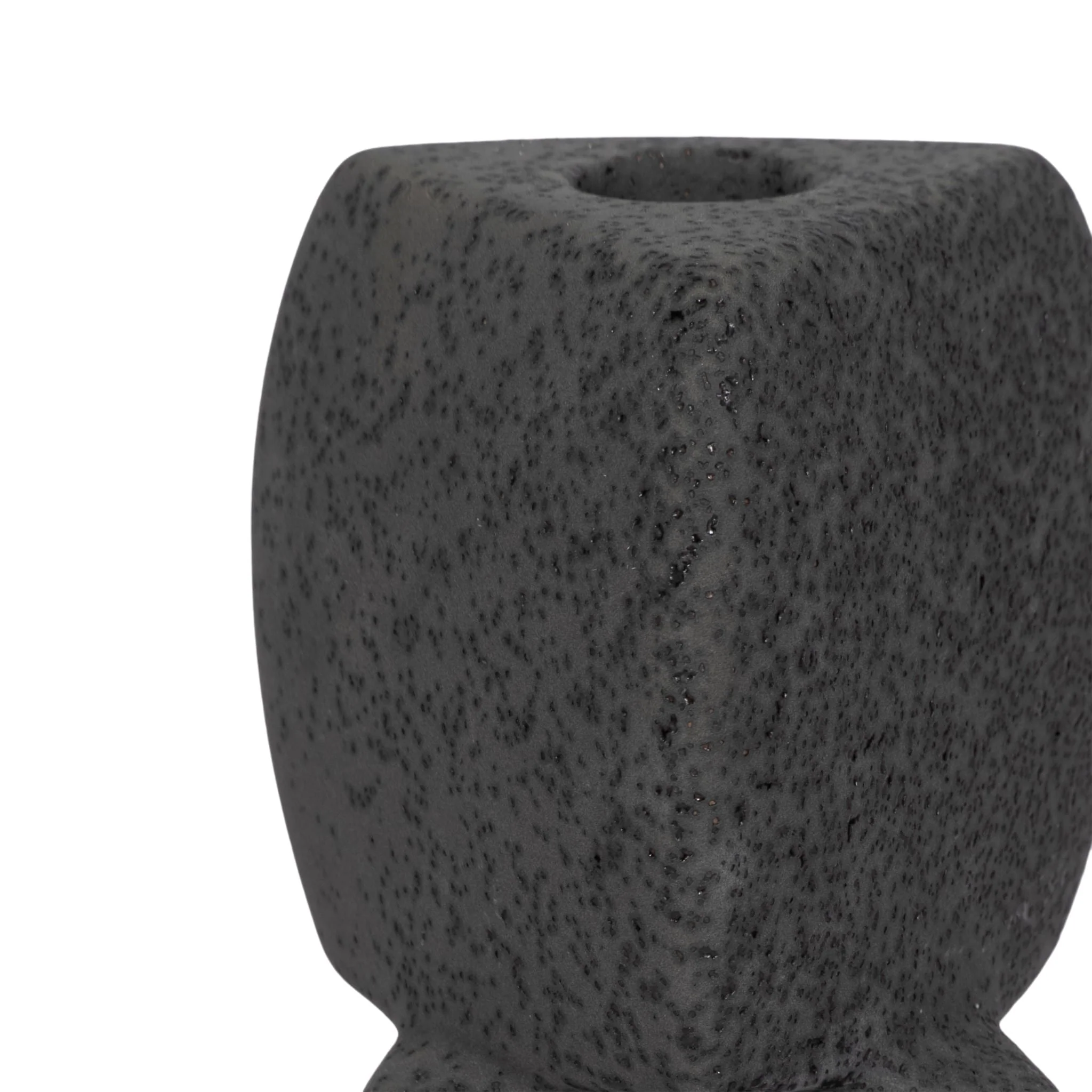 12" Stacked Objects Taper Holder Sand Glaze, Black - Image 4