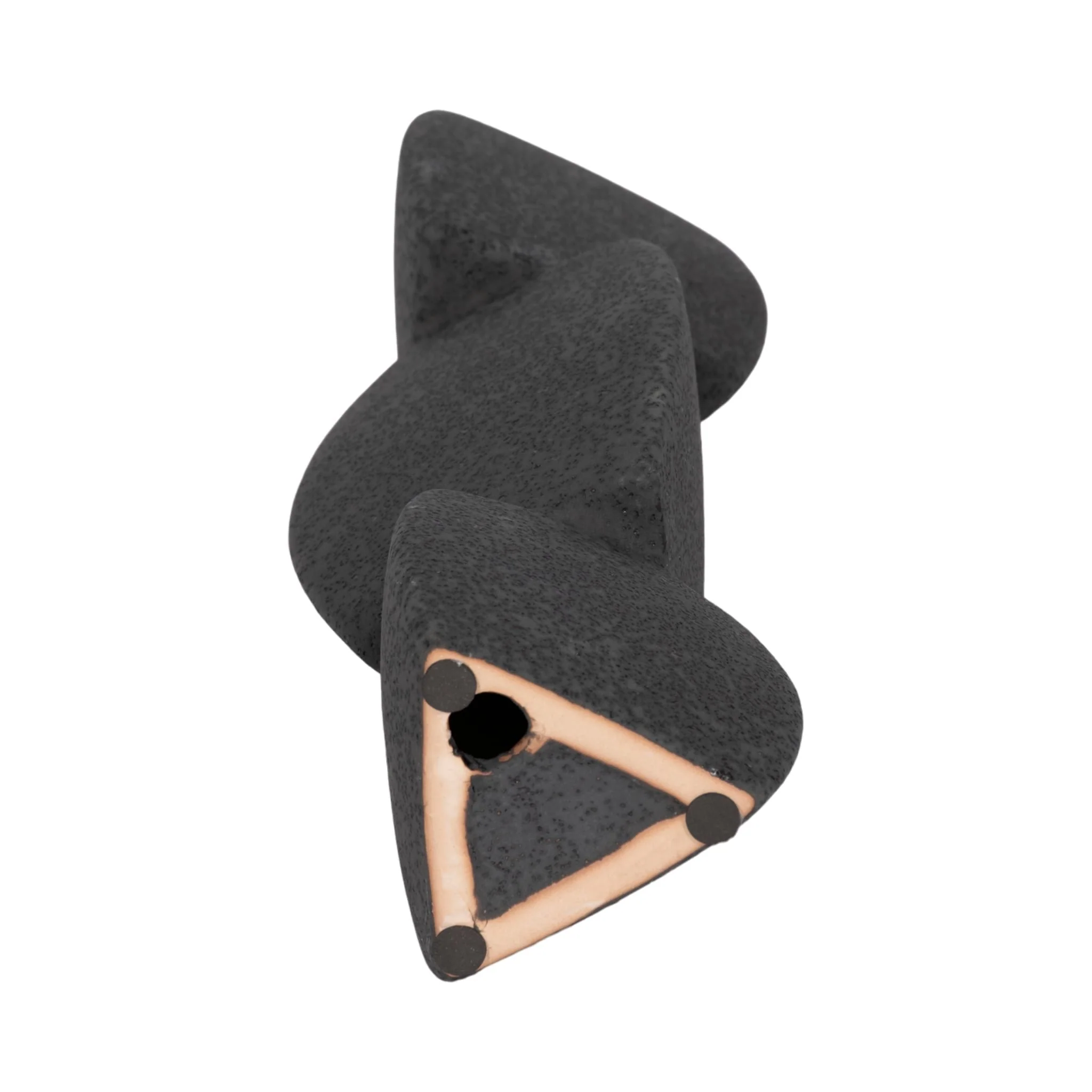 12" Stacked Objects Taper Holder Sand Glaze, Black - Image 6