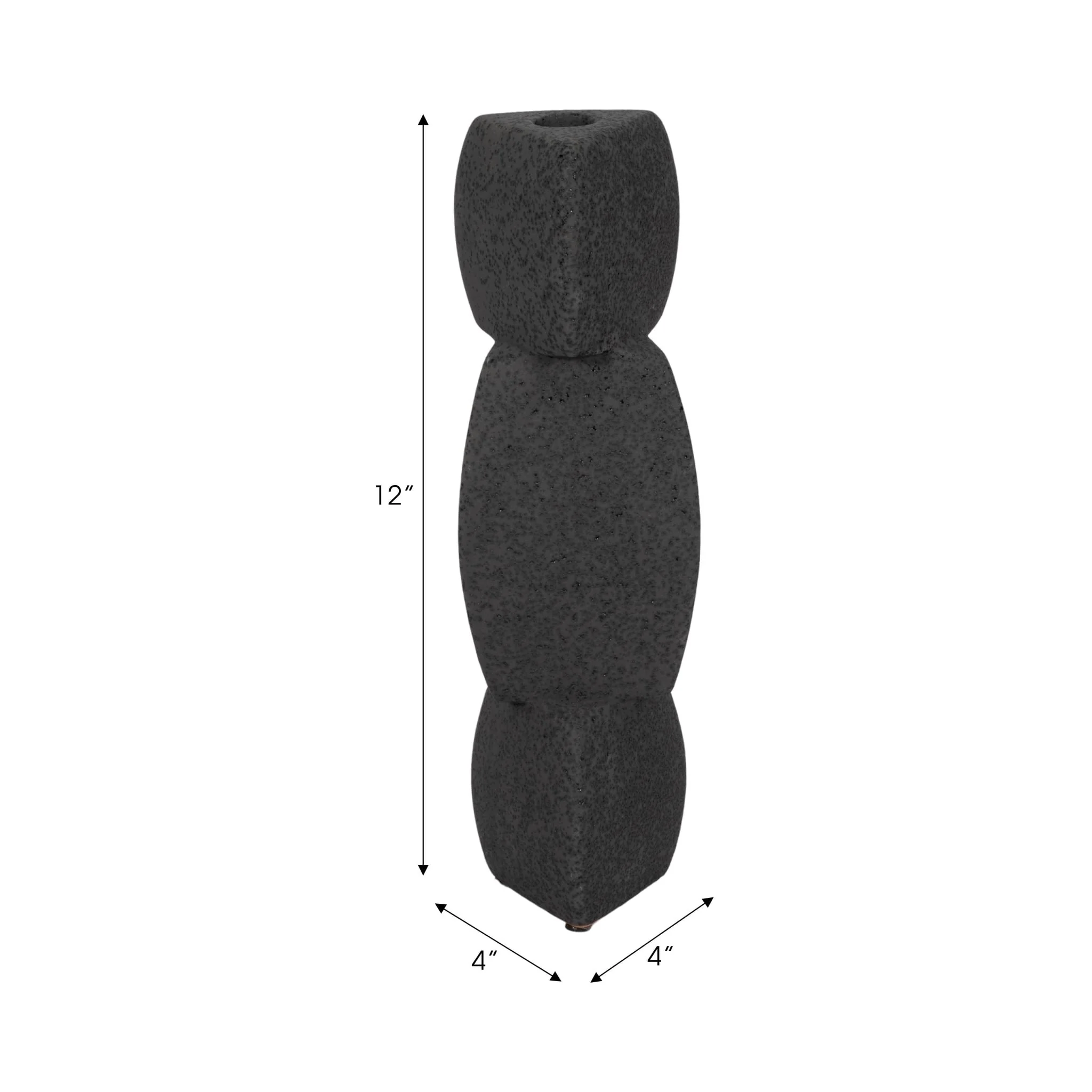 12" Stacked Objects Taper Holder Sand Glaze, Black - Image 8