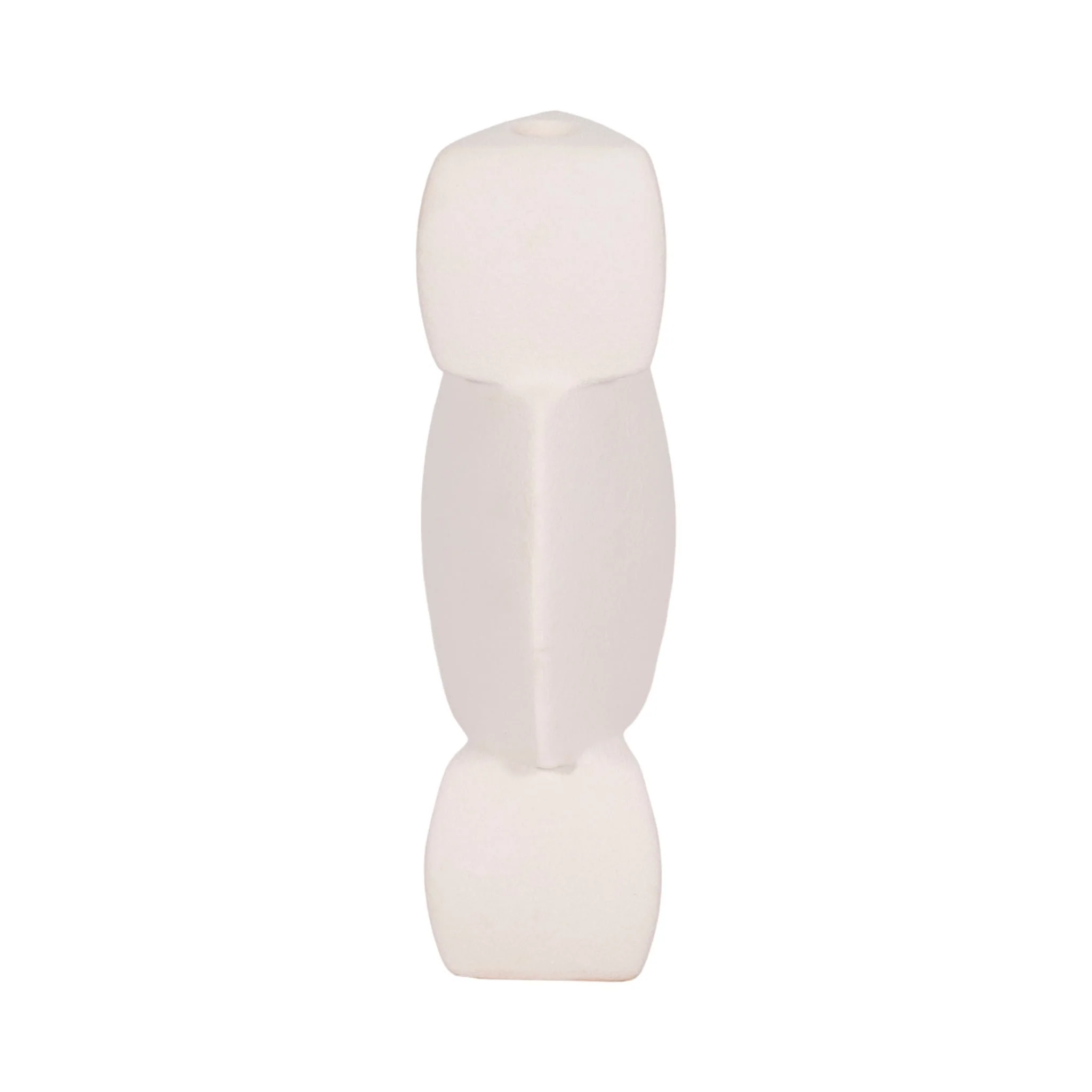 12" Stacked Objects Taper Holder Sand Glaze, White - Image 3