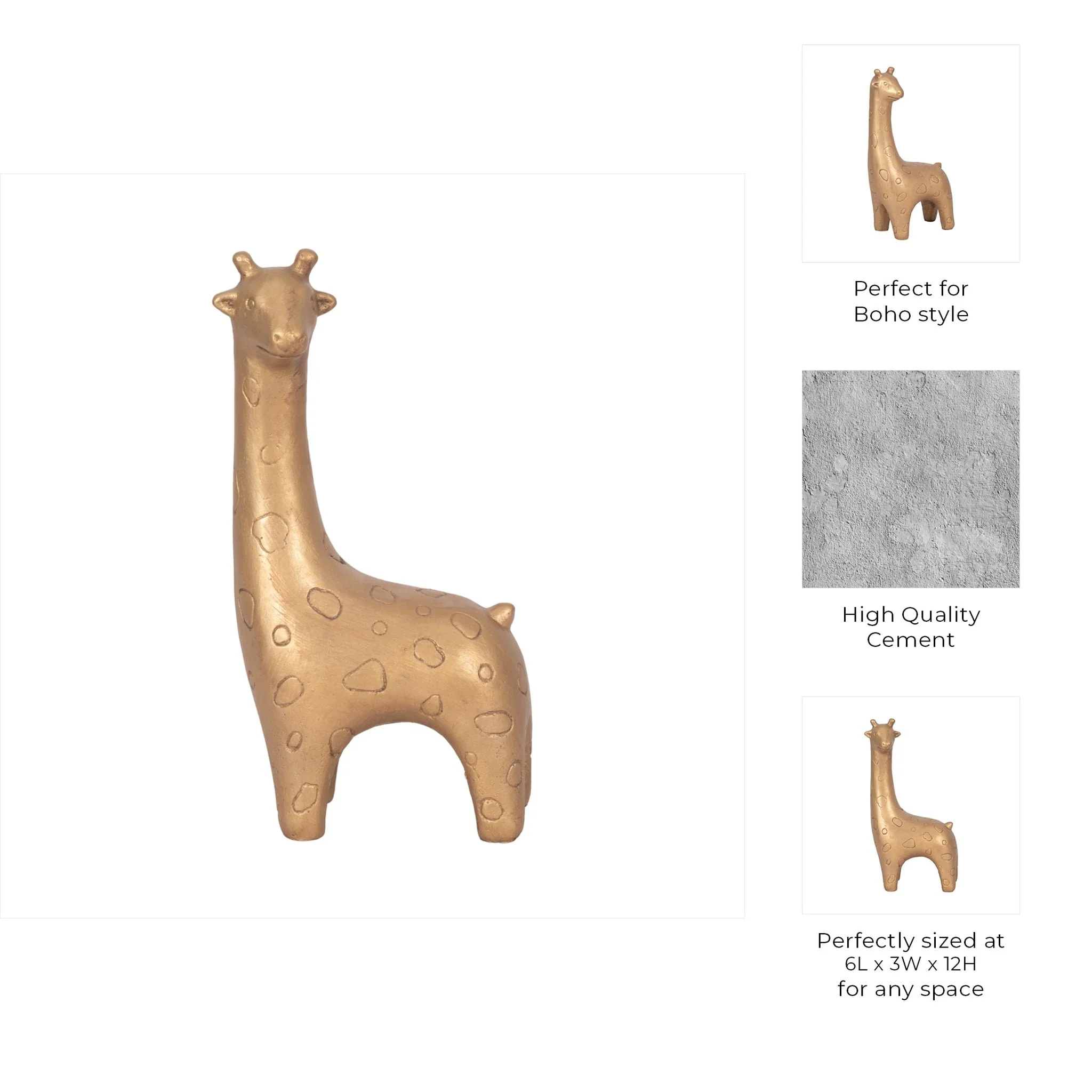 12" Standing Giraffe, Gold - Image 10