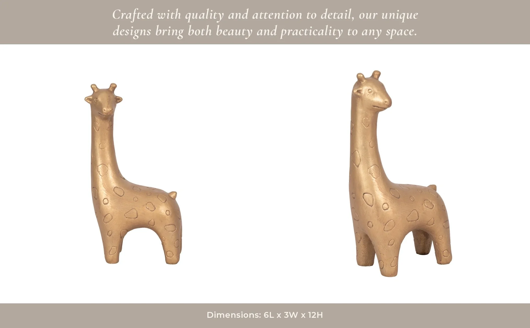 12" Standing Giraffe, Gold - Image 12
