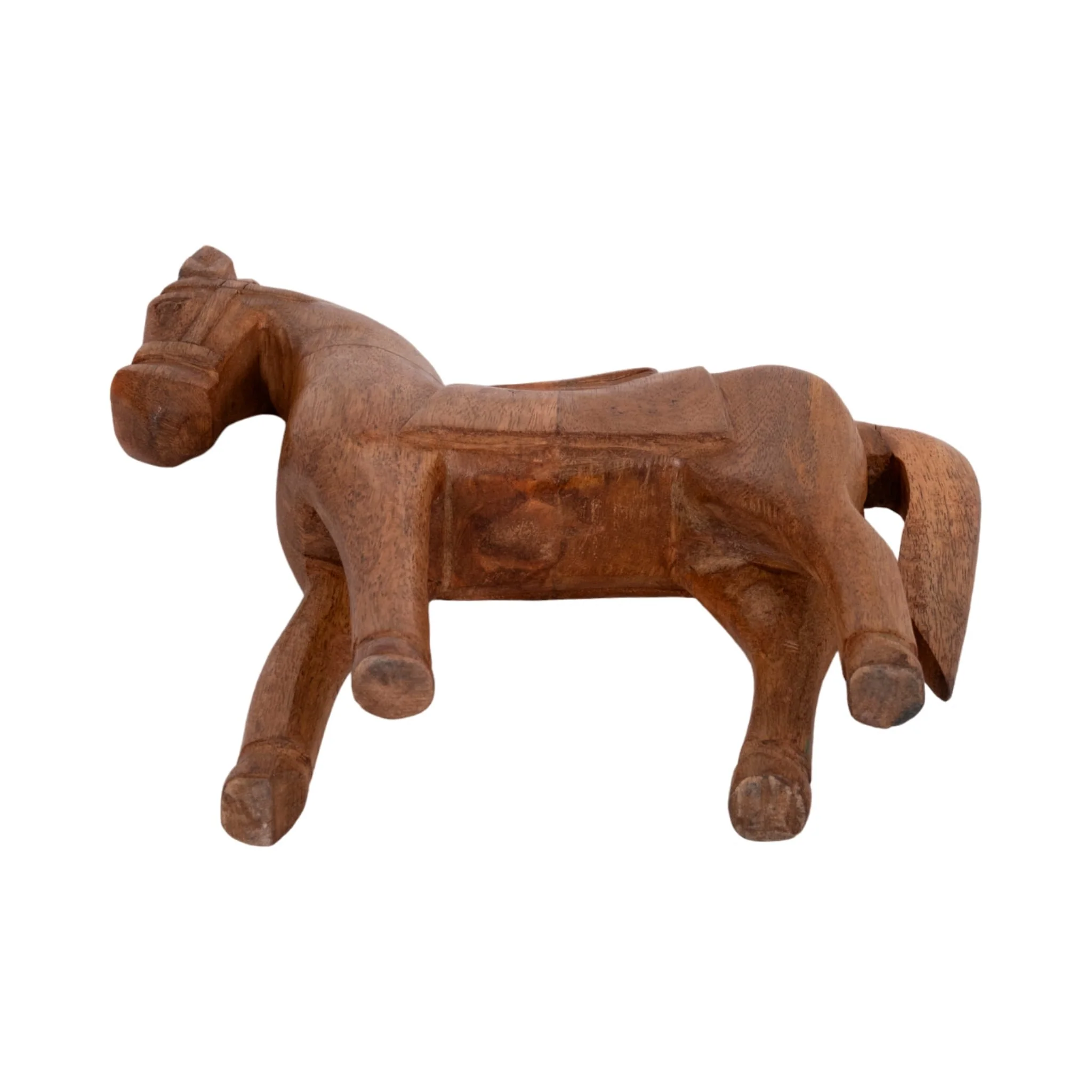 12" Standing Horse With Saddle, Natural - Image 7
