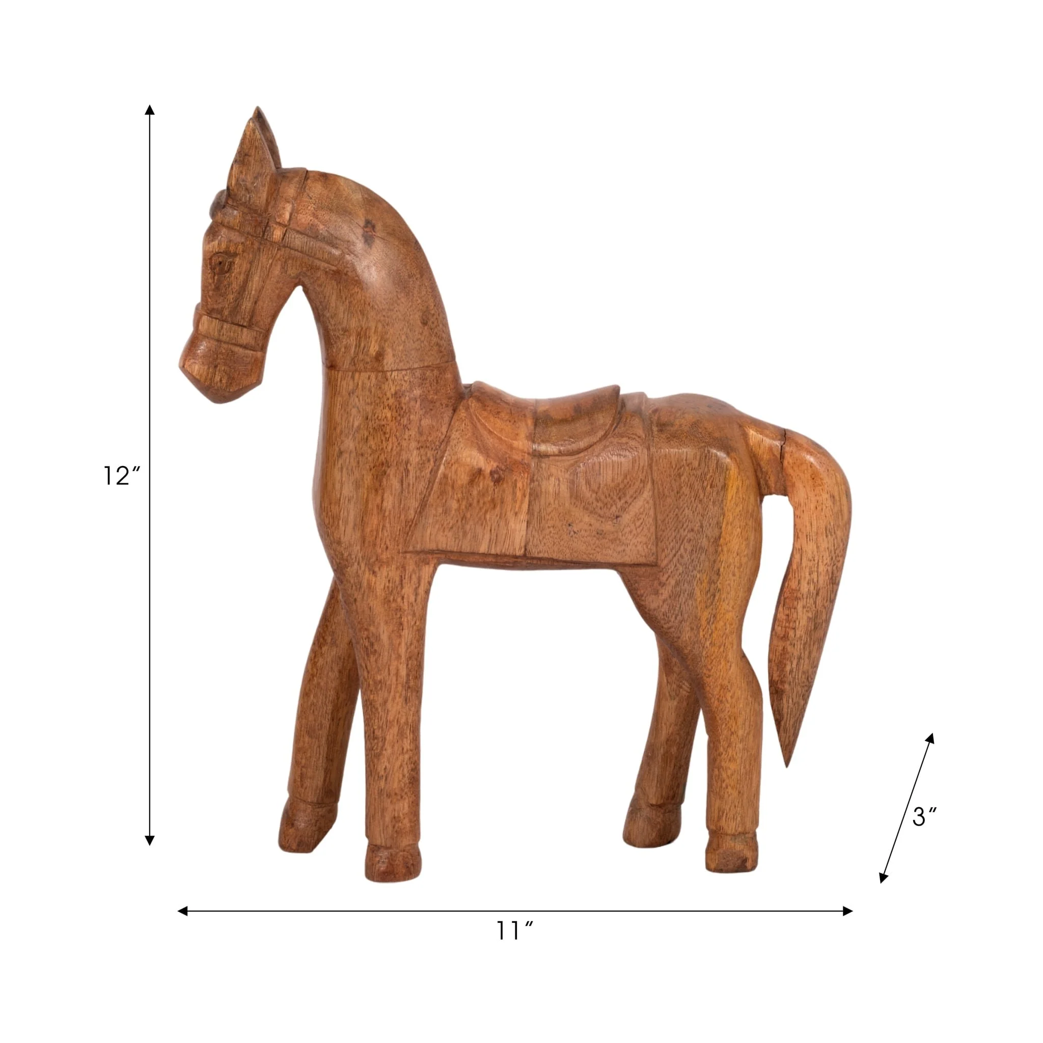 12" Standing Horse With Saddle, Natural - Image 8