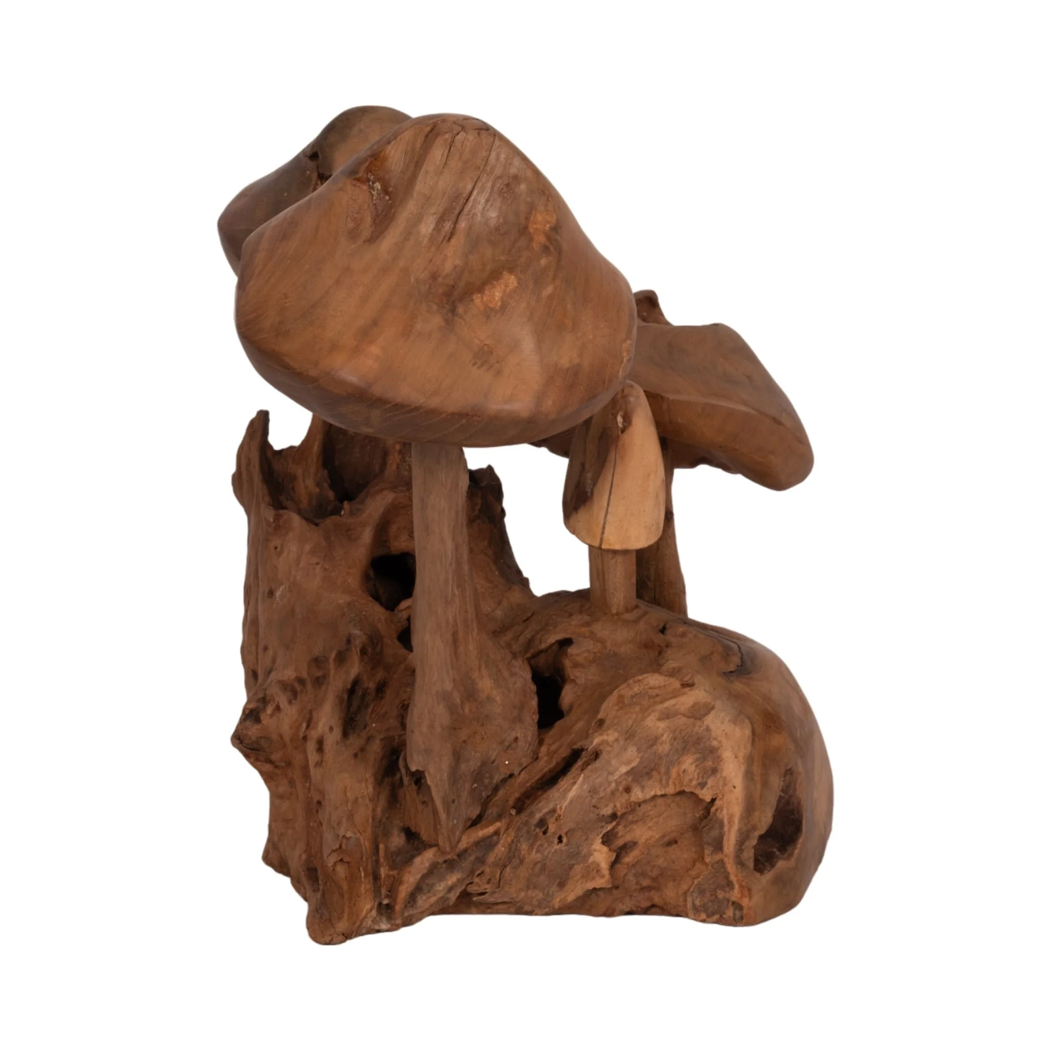 12" Teak Wood Mushroom Cluster, Natural - Image 3