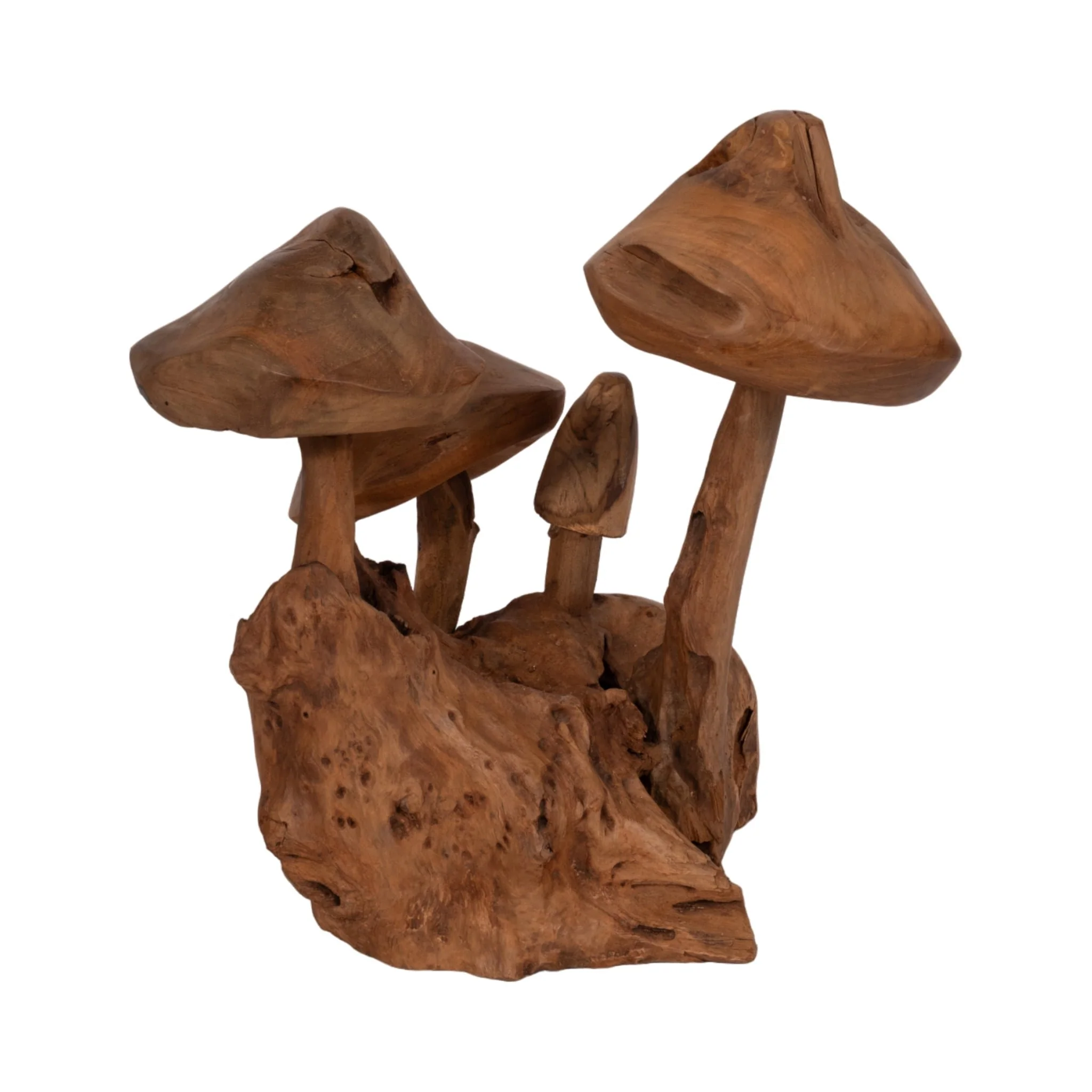 12" Teak Wood Mushroom Cluster, Natural - Image 4