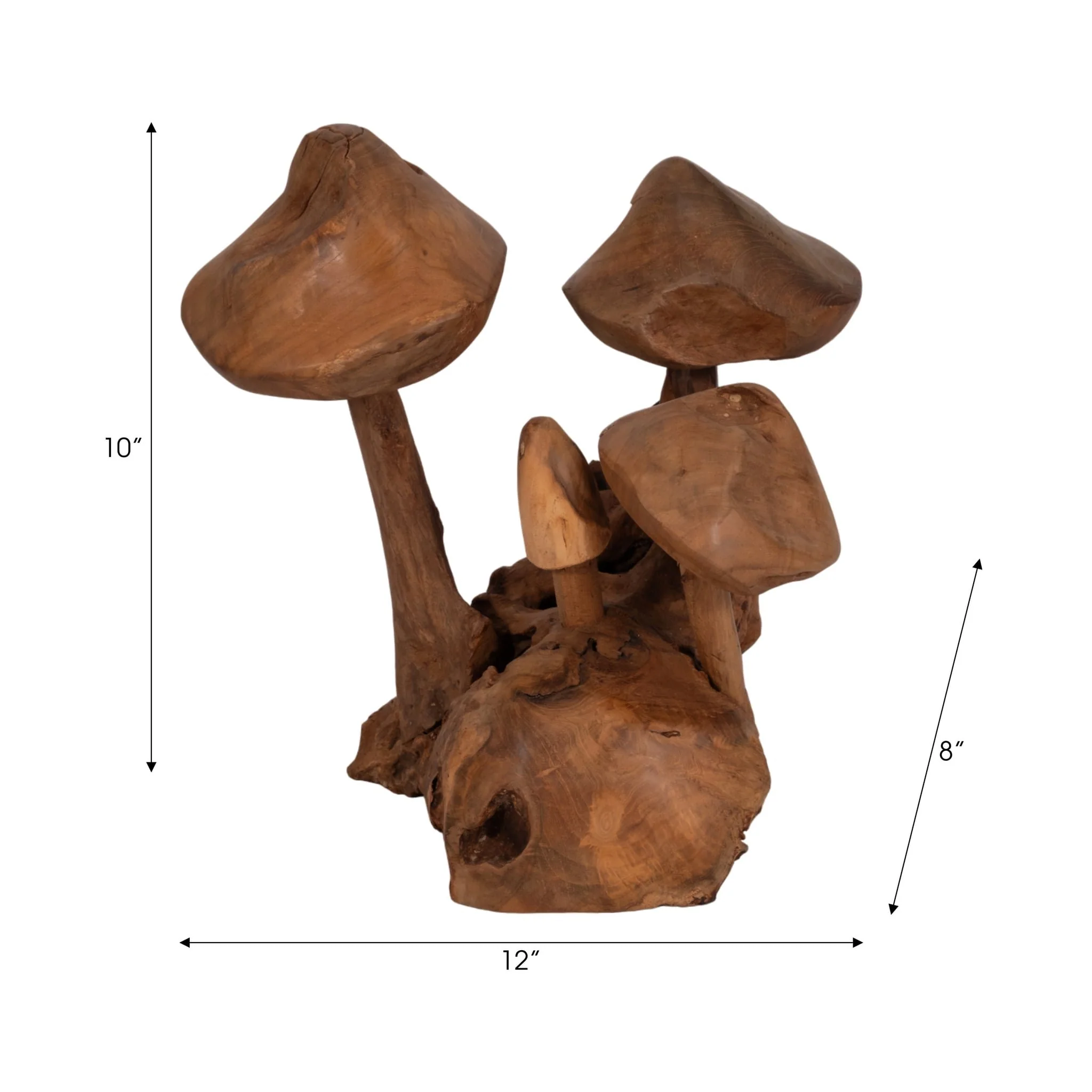 12" Teak Wood Mushroom Cluster, Natural - Image 8